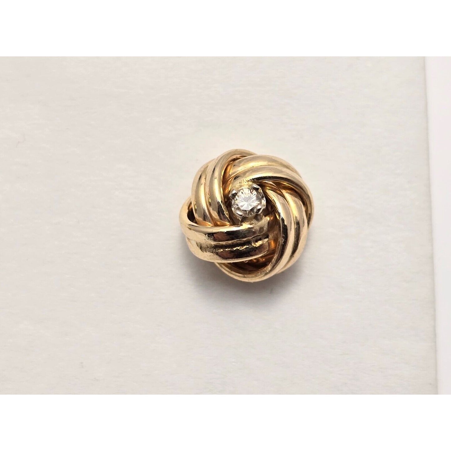 14K Yellow Gold Twist Knot Diamond Stud Earrings