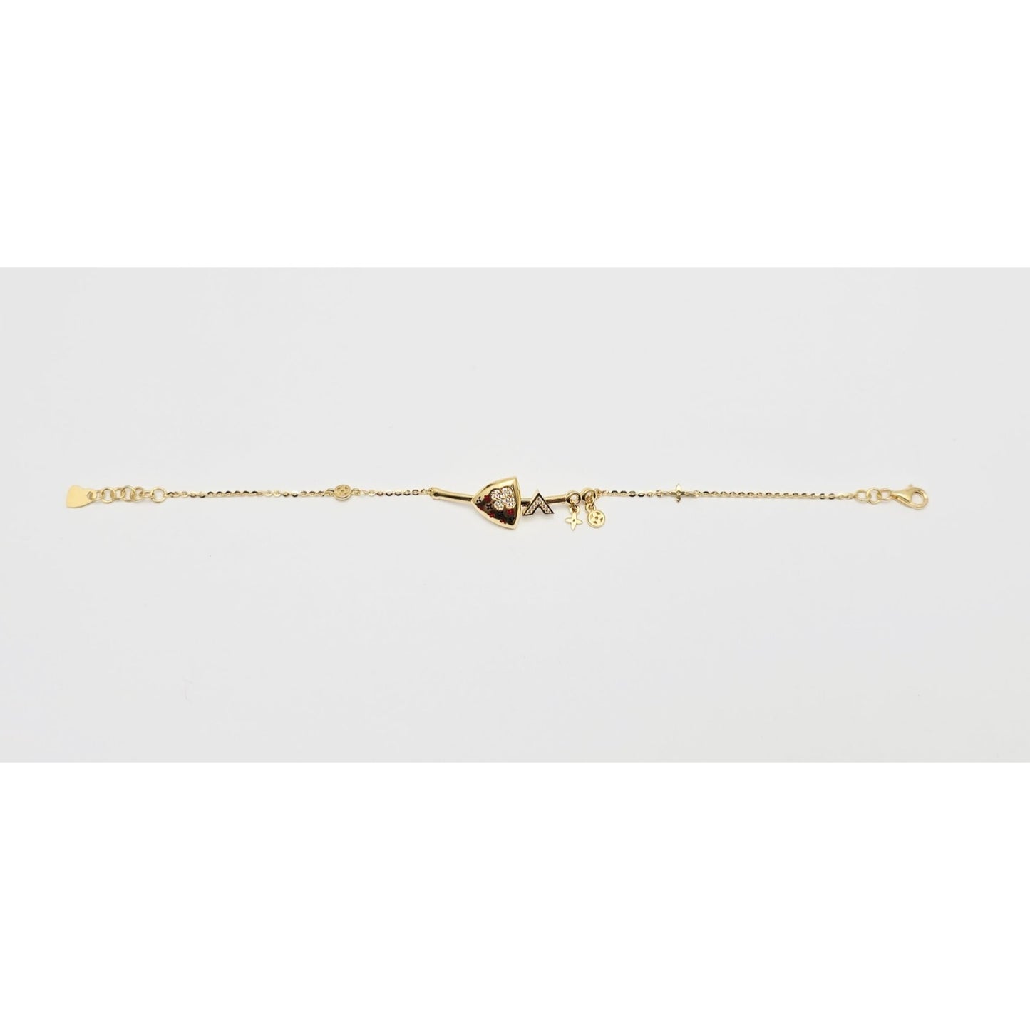 18K Yellow Gold Motion Enamel V Resizable Link Chain Bracelet