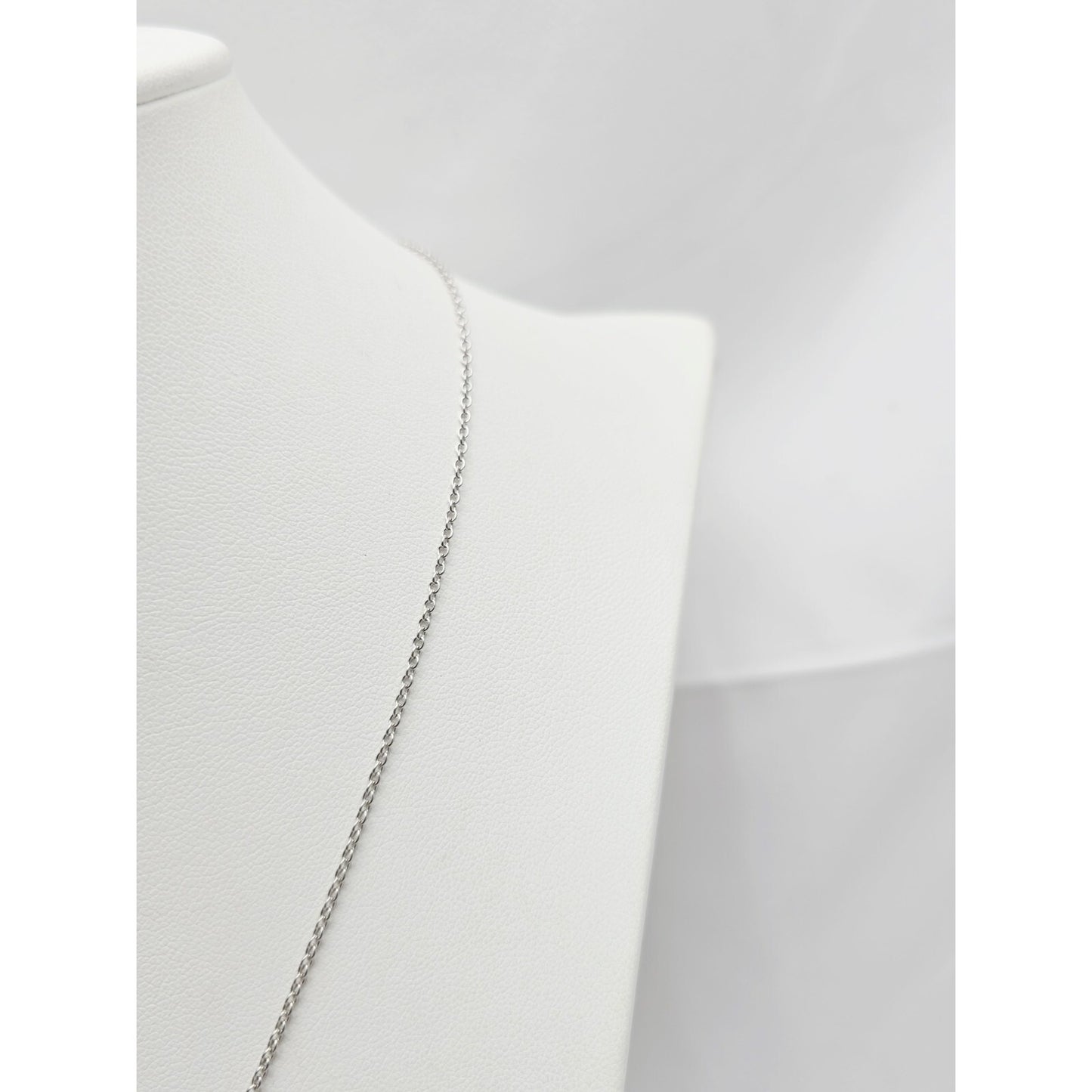 14K White Gold Cable Link Chain Necklace & Diamond Horseshoe Charm Pendant