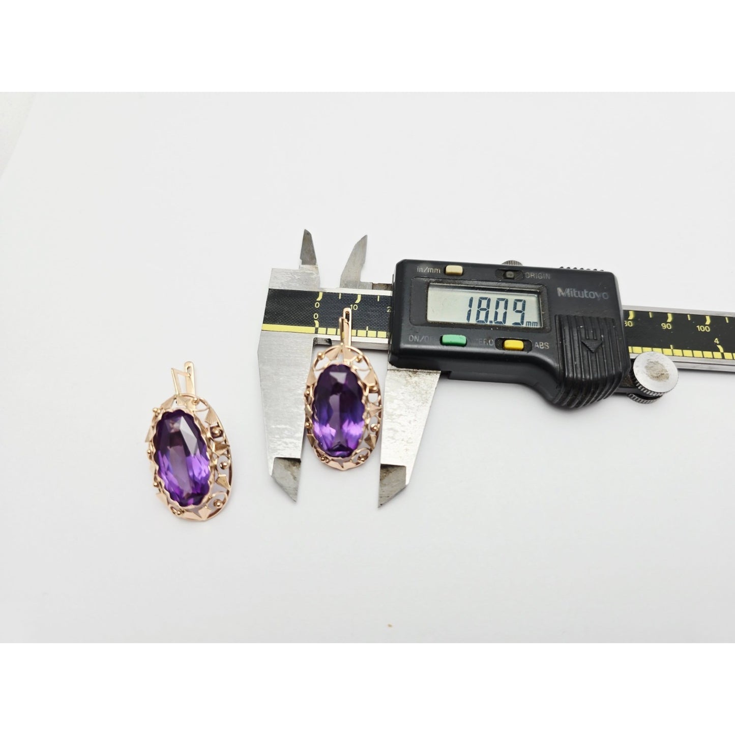 Vintage 14K Rose Gold Amethyst Latch Back Hinge Earrings