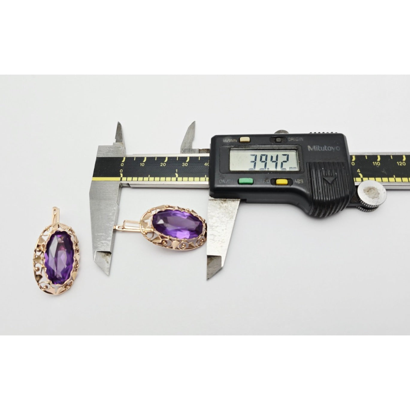 Vintage 14K Rose Gold Amethyst Latch Back Hinge Earrings