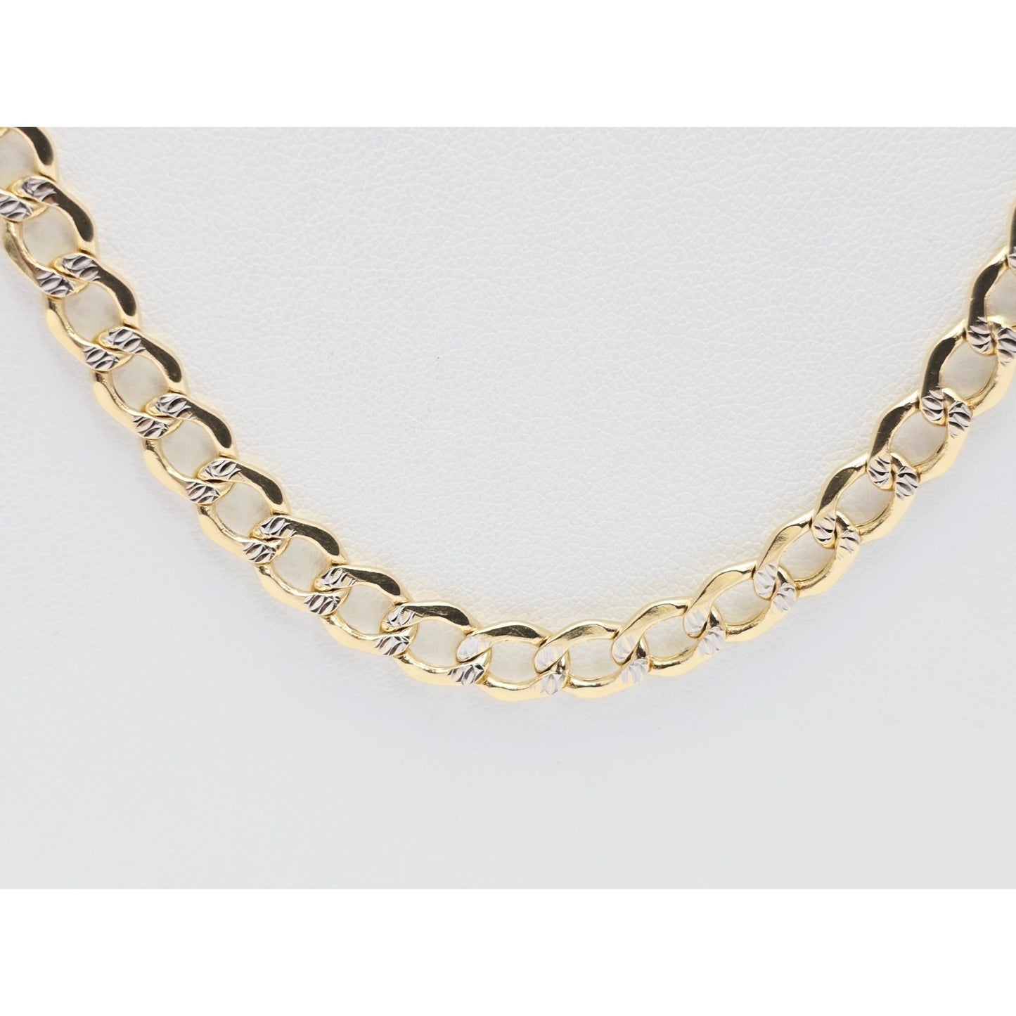 14K Two Tone Gold Diamond Cut Cuban Link Chain Necklace