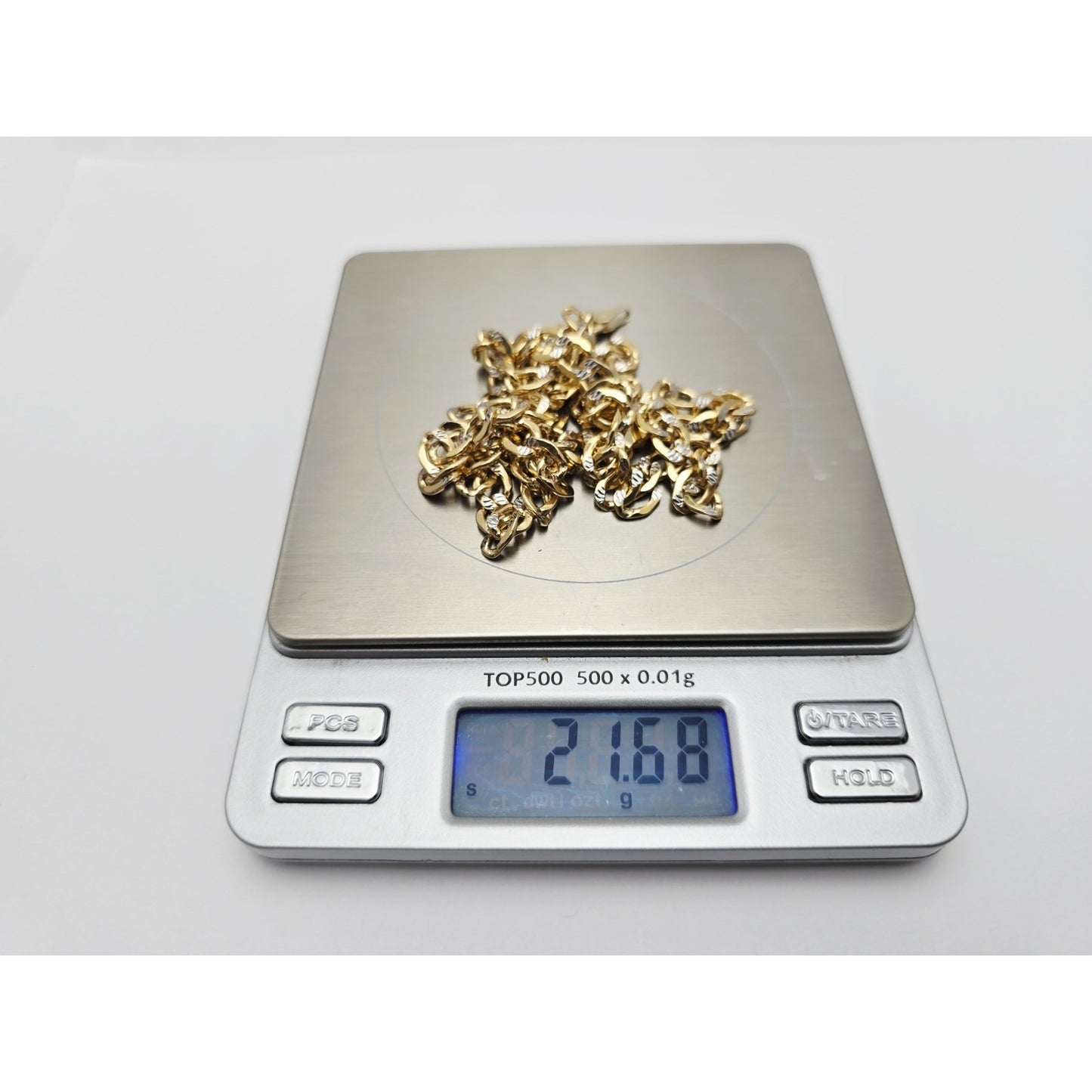 14K Two Tone Gold Diamond Cut Cuban Link Chain Necklace