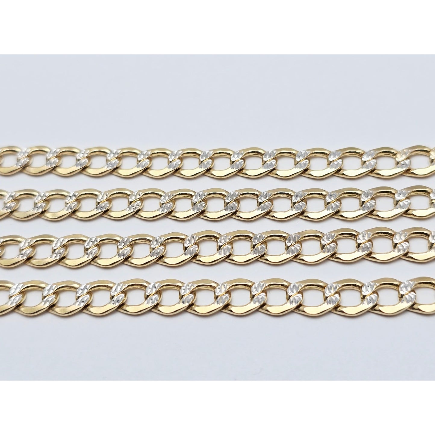 14K Two Tone Gold Diamond Cut Cuban Link Chain Necklace