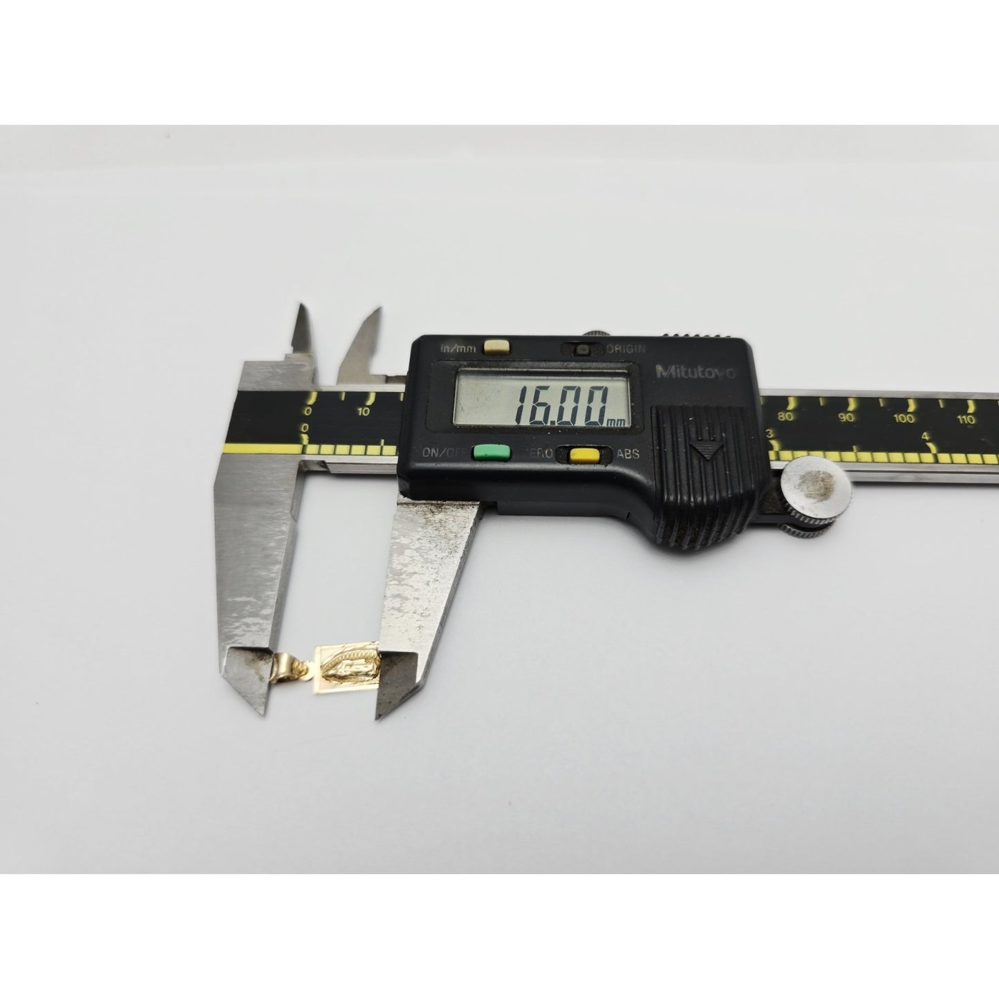 14K Yellow Gold Rectangle Saint Mary Charm Pendant