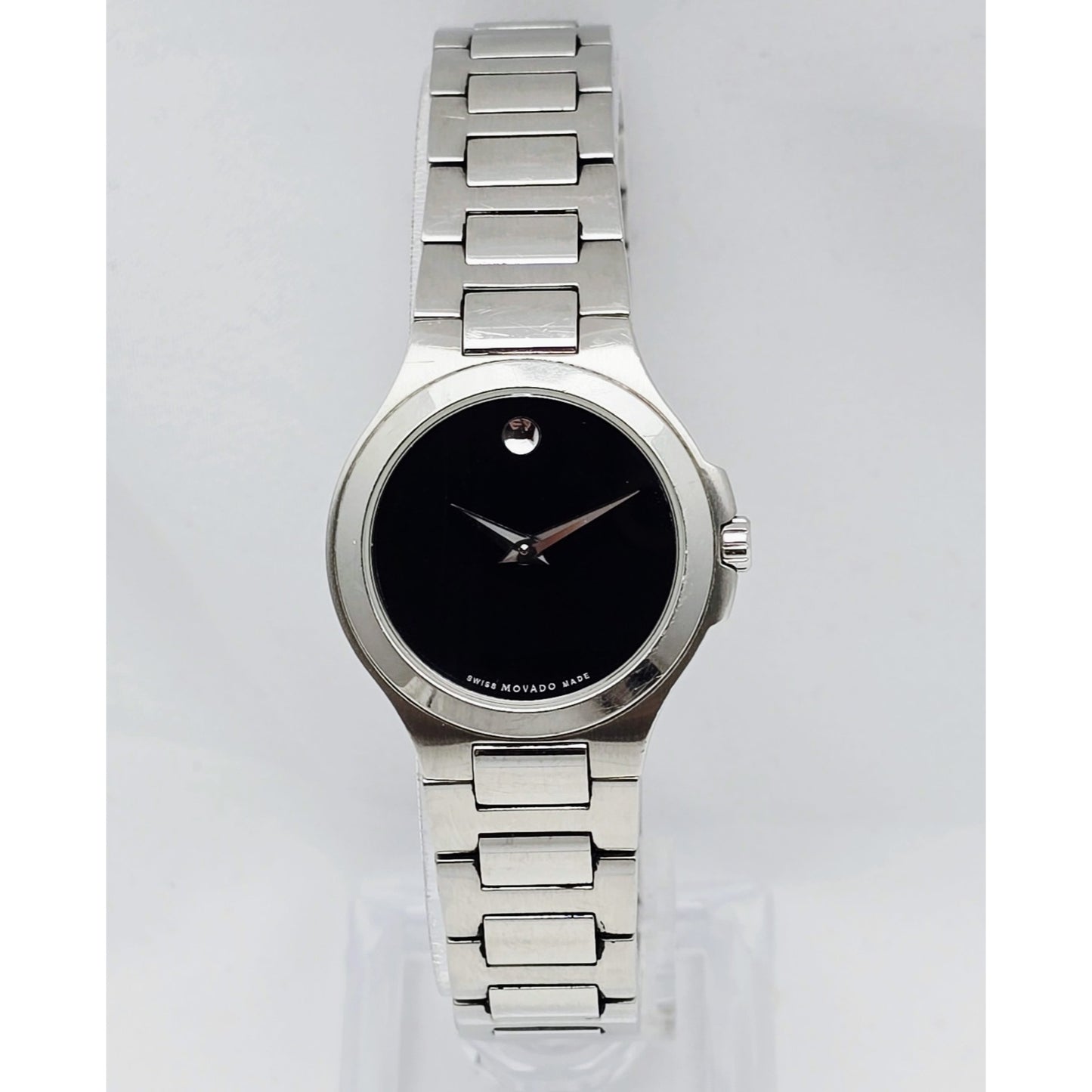 Movado Museum 28mm Stainless Steel Ladies Quartz Black Dial Watch 01.3.14.1033