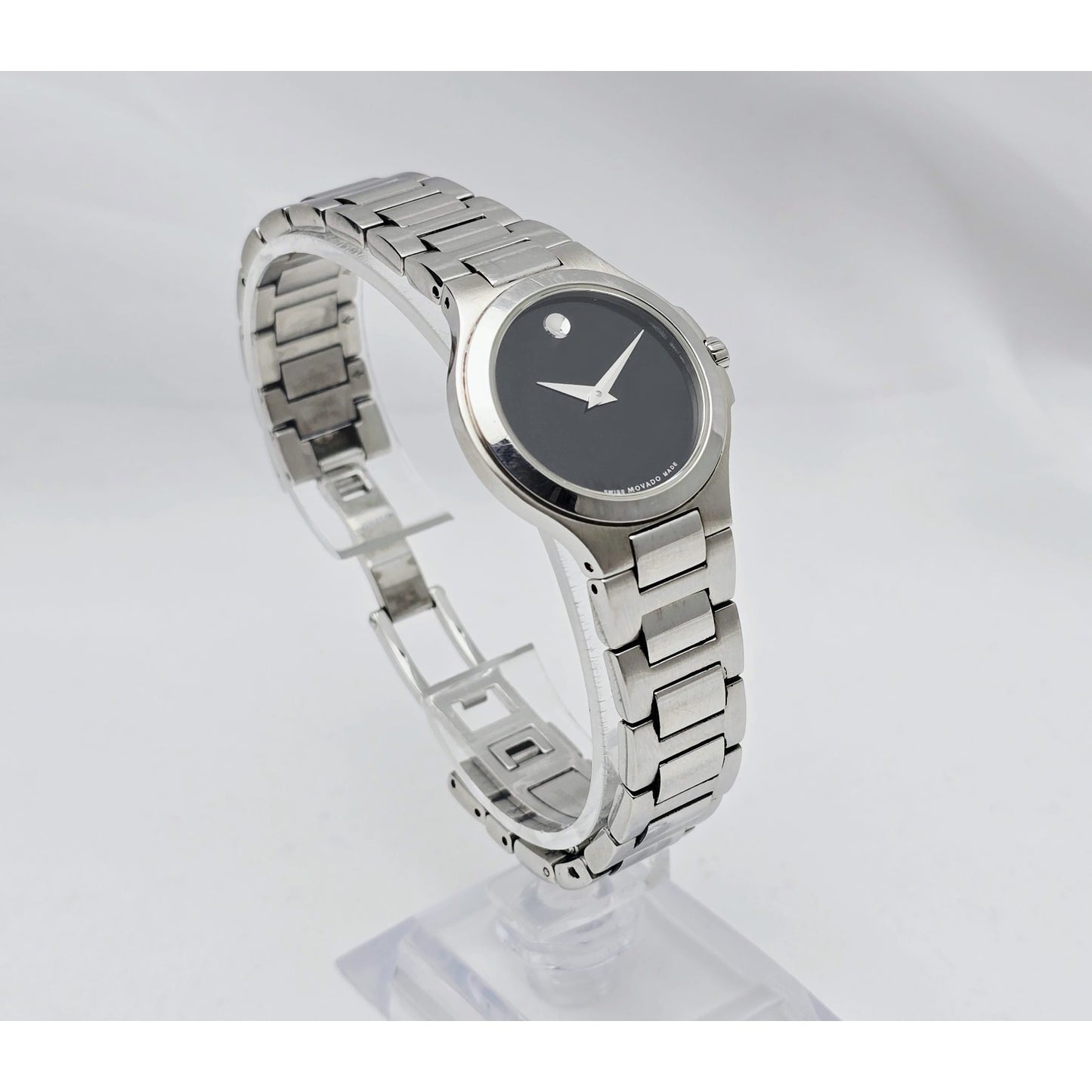 Movado Museum 28mm Stainless Steel Ladies Quartz Black Dial Watch 01.3.14.1033