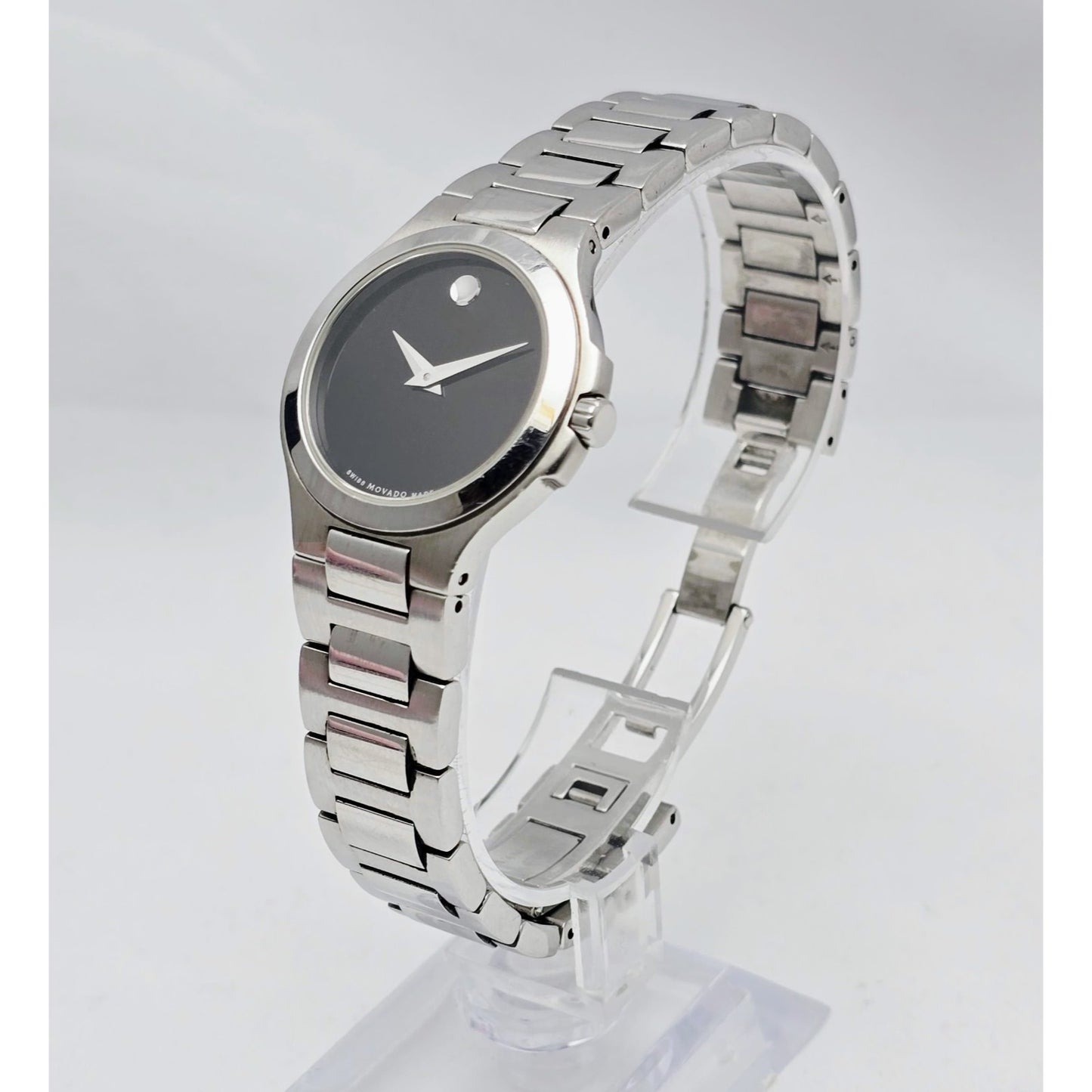 Movado Museum 28mm Stainless Steel Ladies Quartz Black Dial Watch 01.3.14.1033