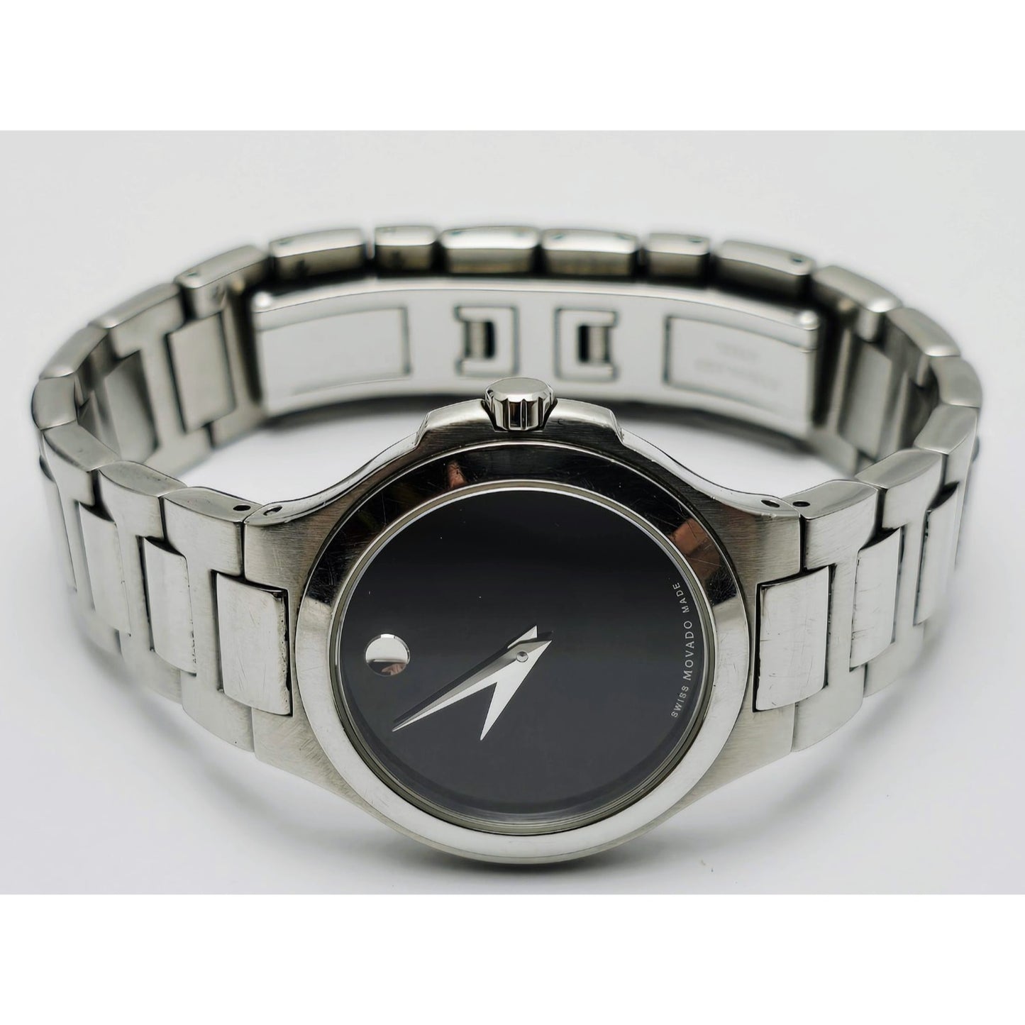 Movado Museum 28mm Stainless Steel Ladies Quartz Black Dial Watch 01.3.14.1033