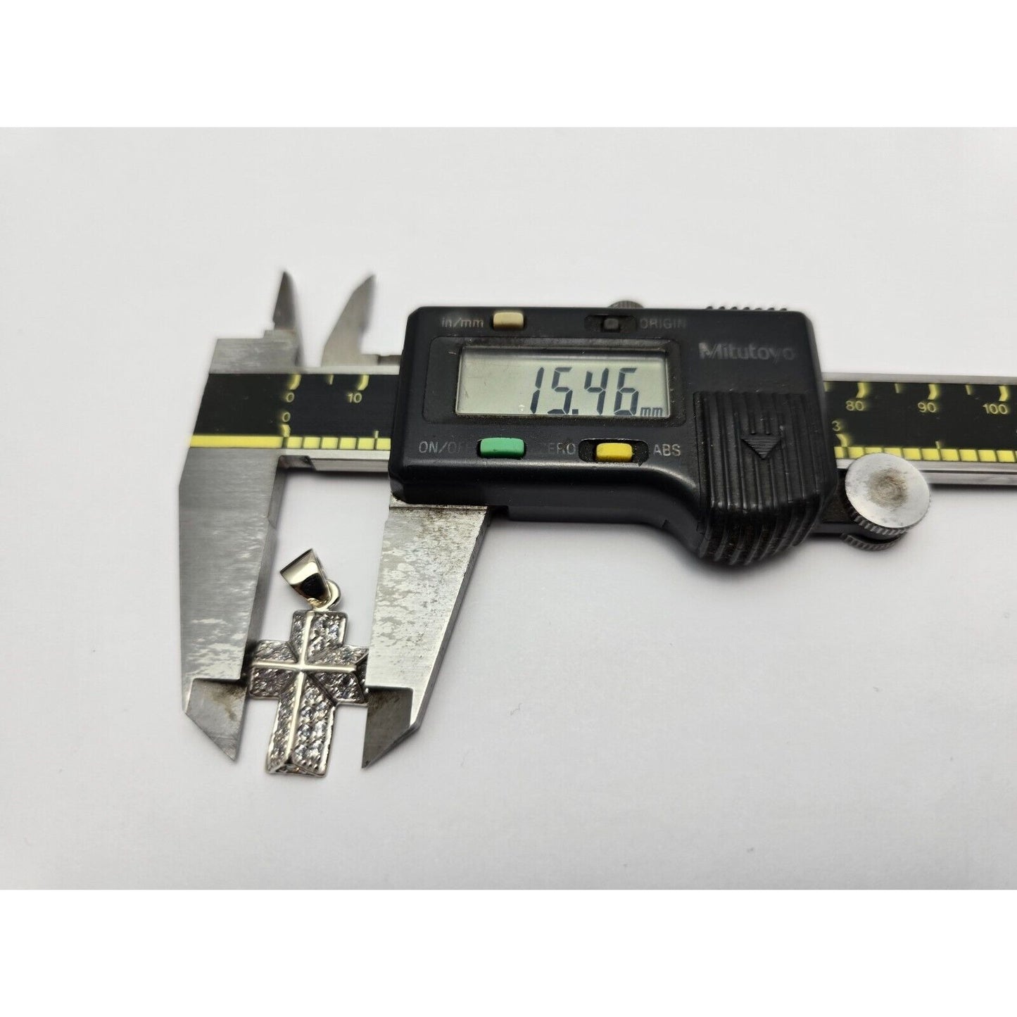 Mini 14K White Gold Cross CZ Pendant Charm