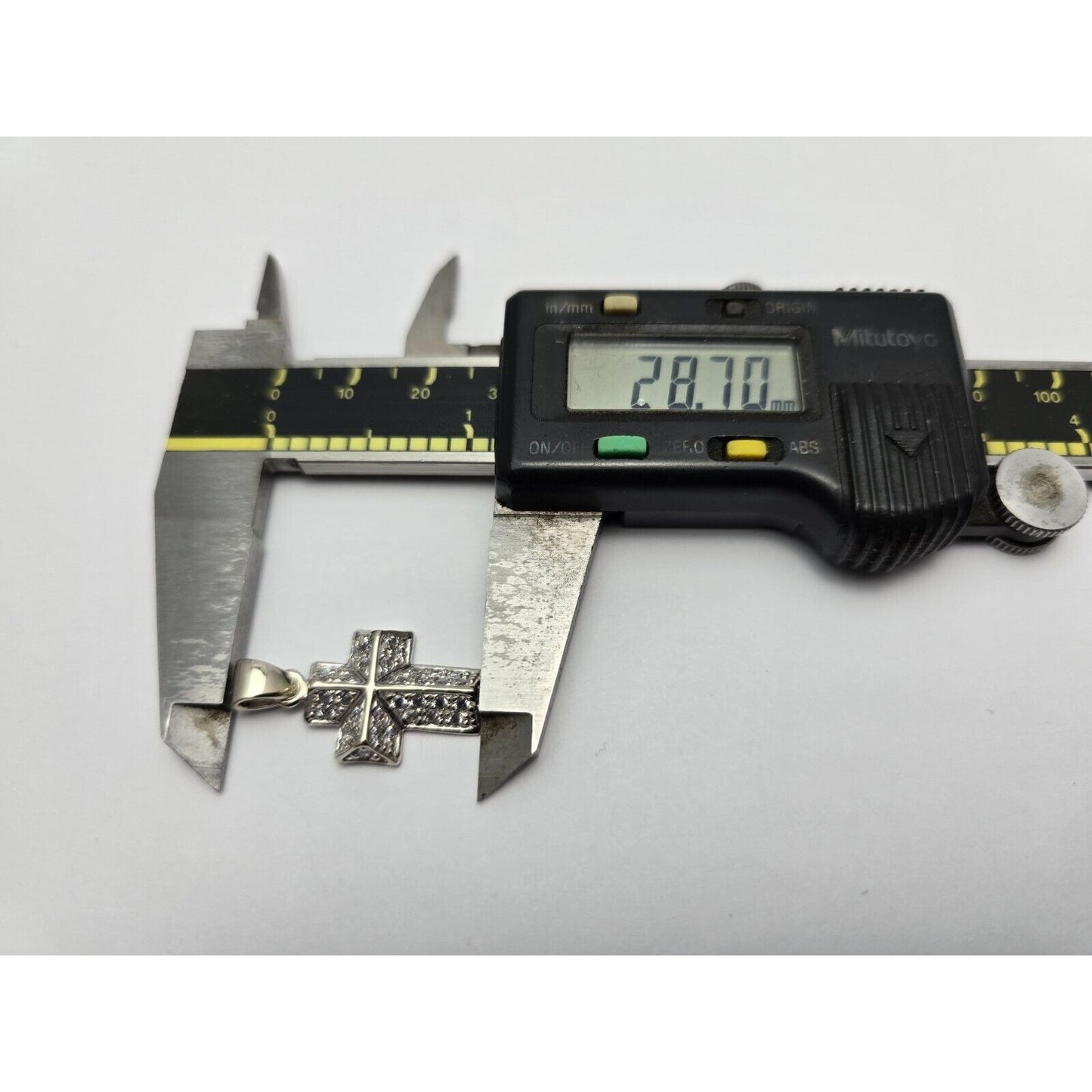 Mini 14K White Gold Cross CZ Pendant Charm