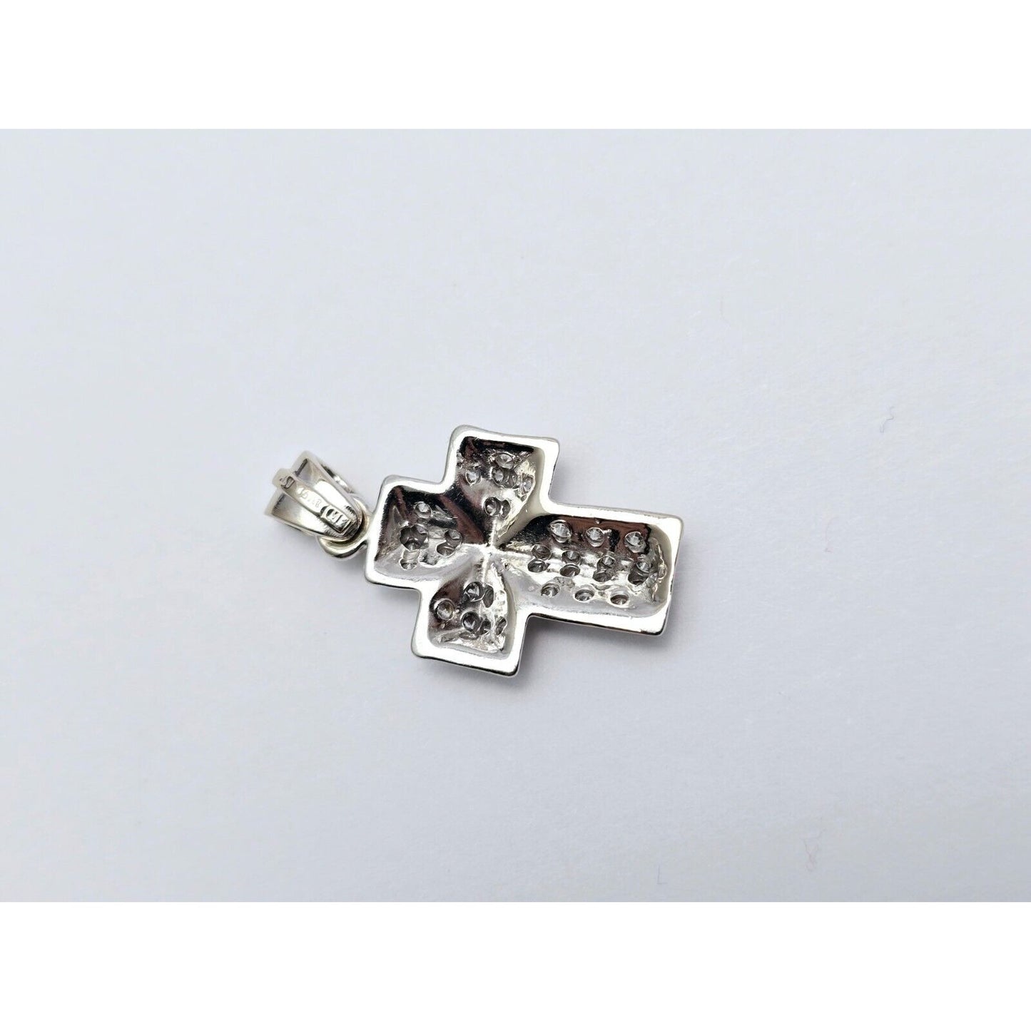 Mini 14K White Gold Cross CZ Pendant Charm