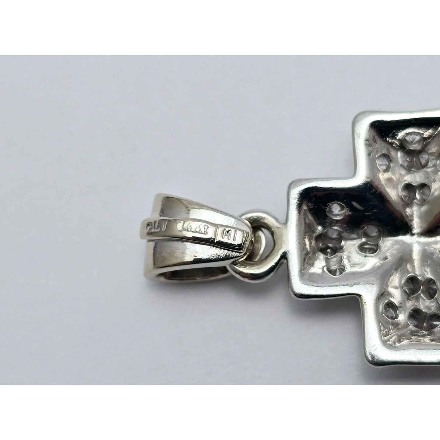 Mini 14K White Gold Cross CZ Pendant Charm