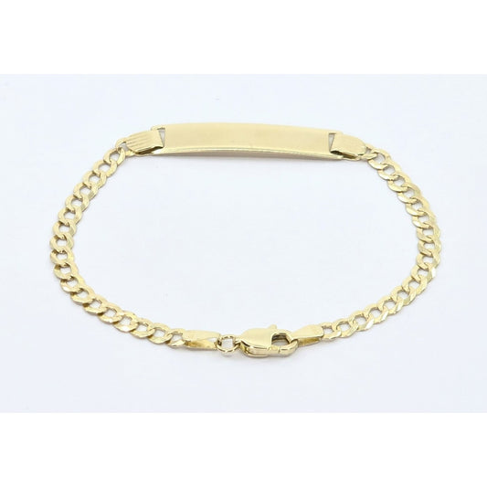 14K Yellow Gold Cuban Link ID Bracelet