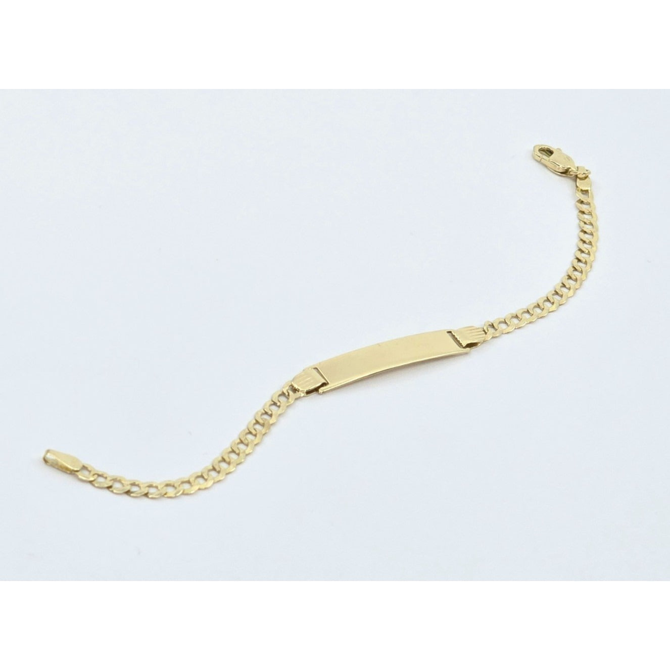 14K Yellow Gold Cuban Link ID Bracelet