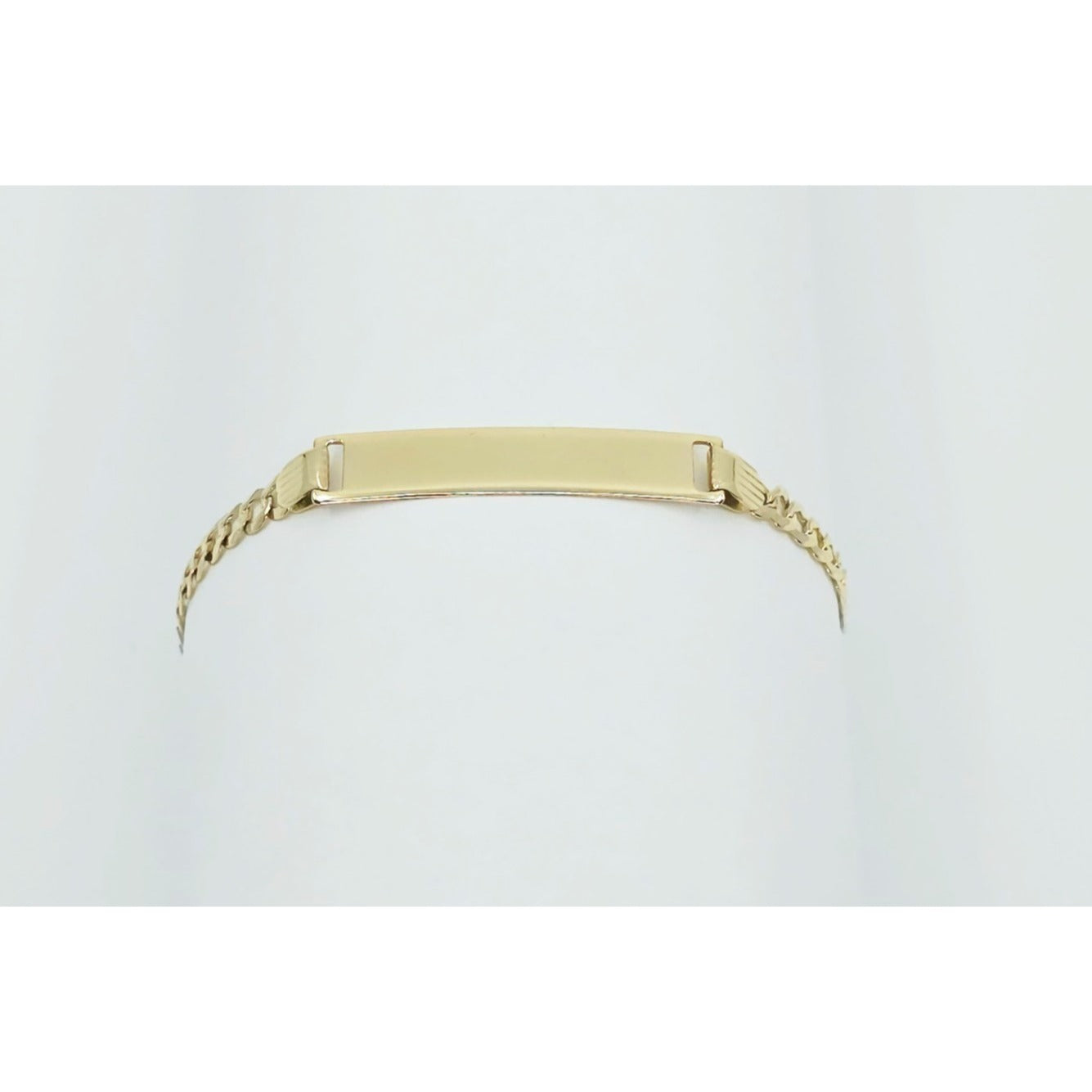 14K Yellow Gold Cuban Link ID Bracelet