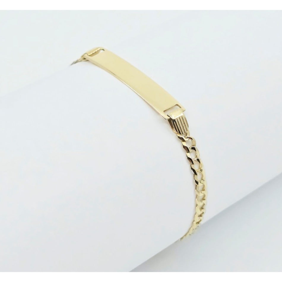 14K Yellow Gold Cuban Link ID Bracelet
