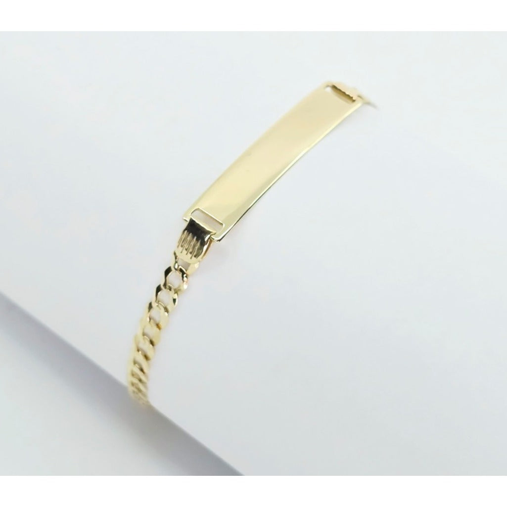 14K Yellow Gold Cuban Link ID Bracelet