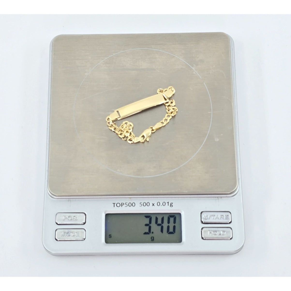 14K Yellow Gold Cuban Link ID Bracelet