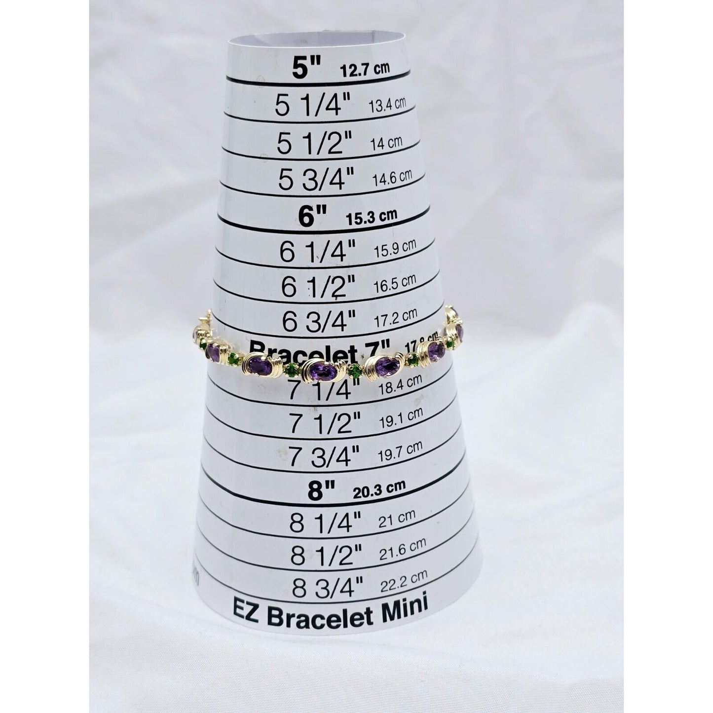 14K Yellow Gold Amethyst & Emerald Tennis Link Bracelet