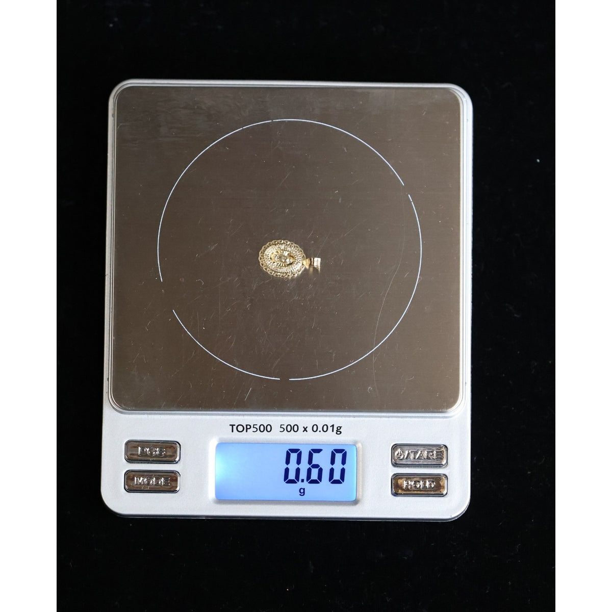 Tiny 14K Yellow Gold Saint Mary Oval CZ Charm Pendant