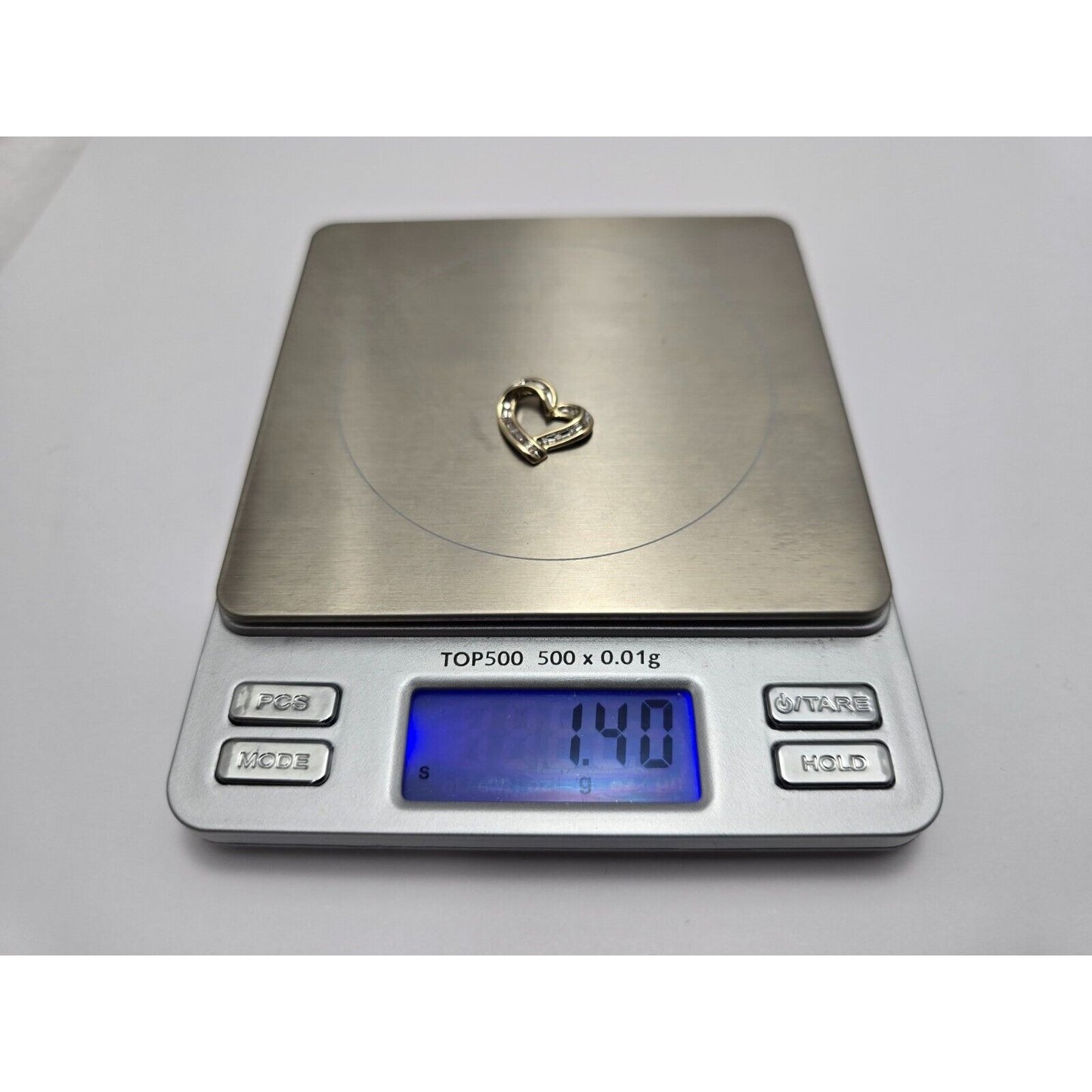 10K Two Tone Gold Diamond Open Heart Charm Pendant