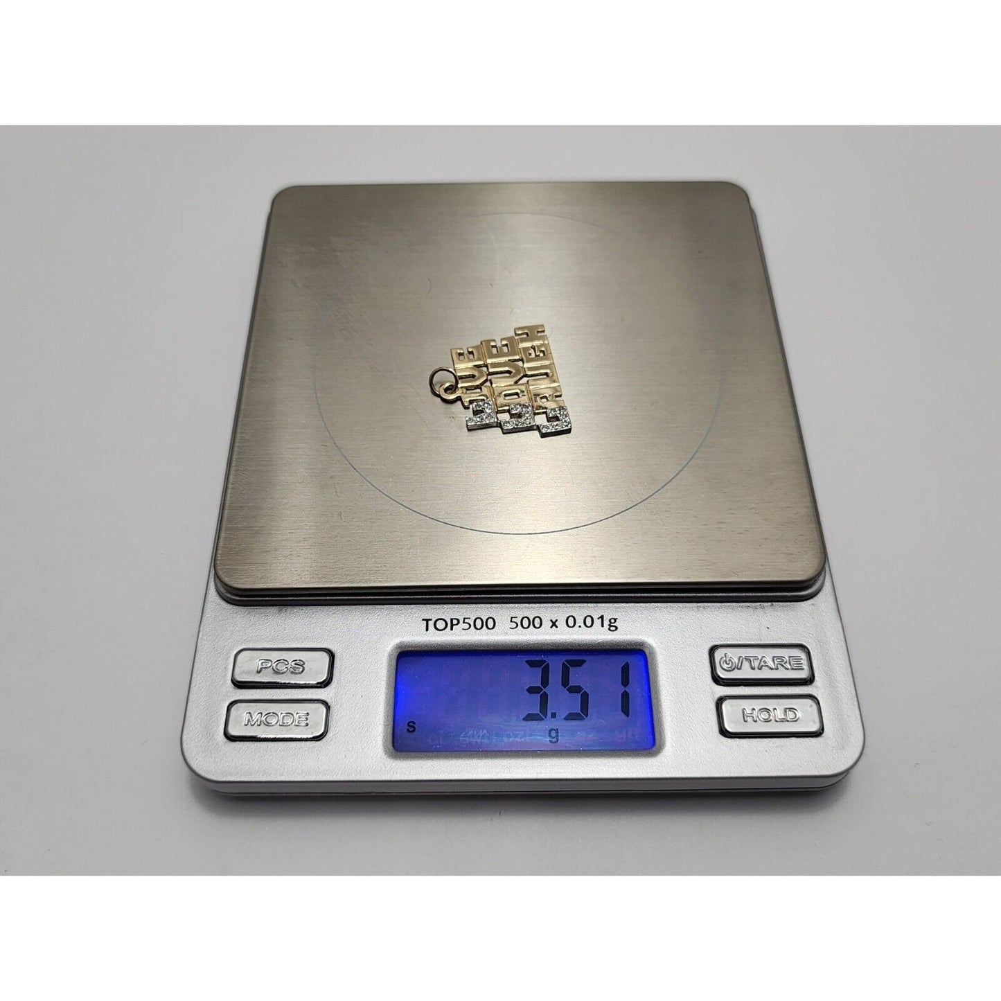 14K Two Tone Gold " LIVE LOVE LAUGH " Diamond Charm Pendant