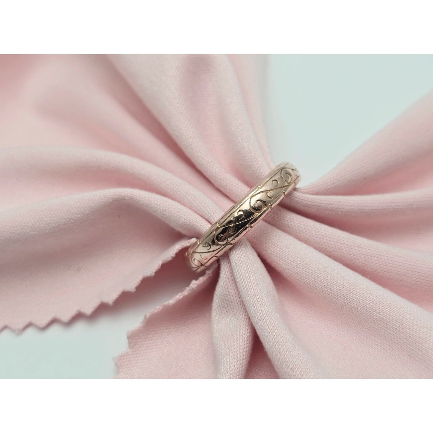 14K Rose Gold Textured Wedding Ring Band