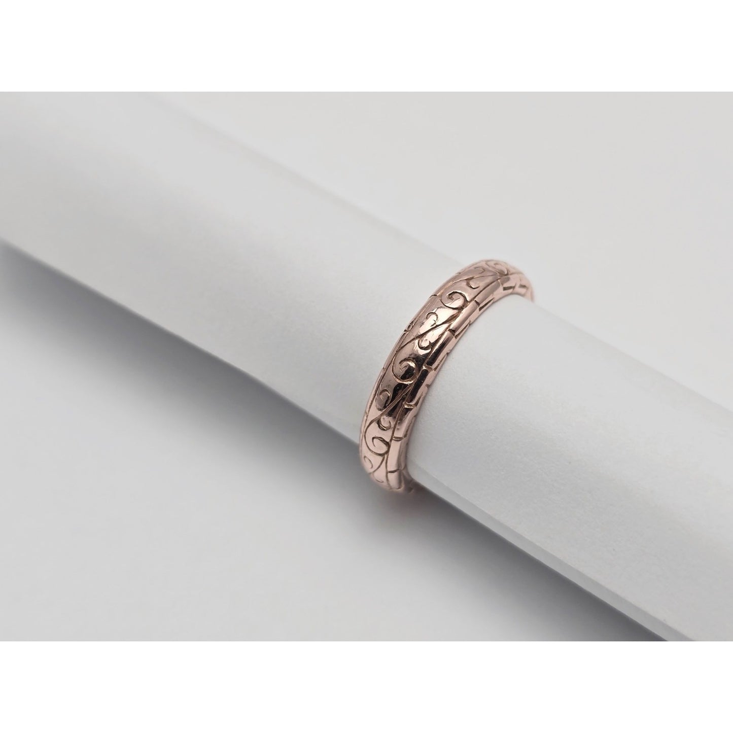 14K Rose Gold Textured Wedding Ring Band