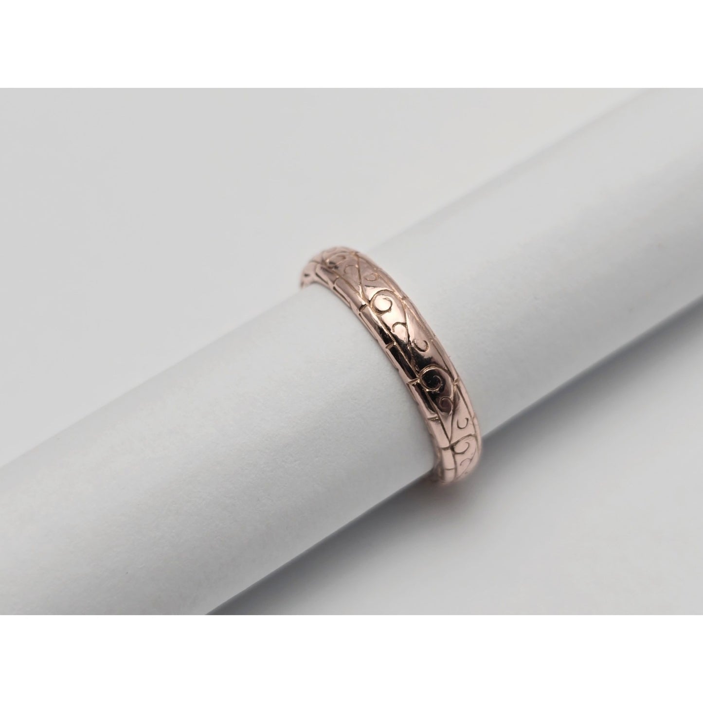 14K Rose Gold Textured Wedding Ring Band