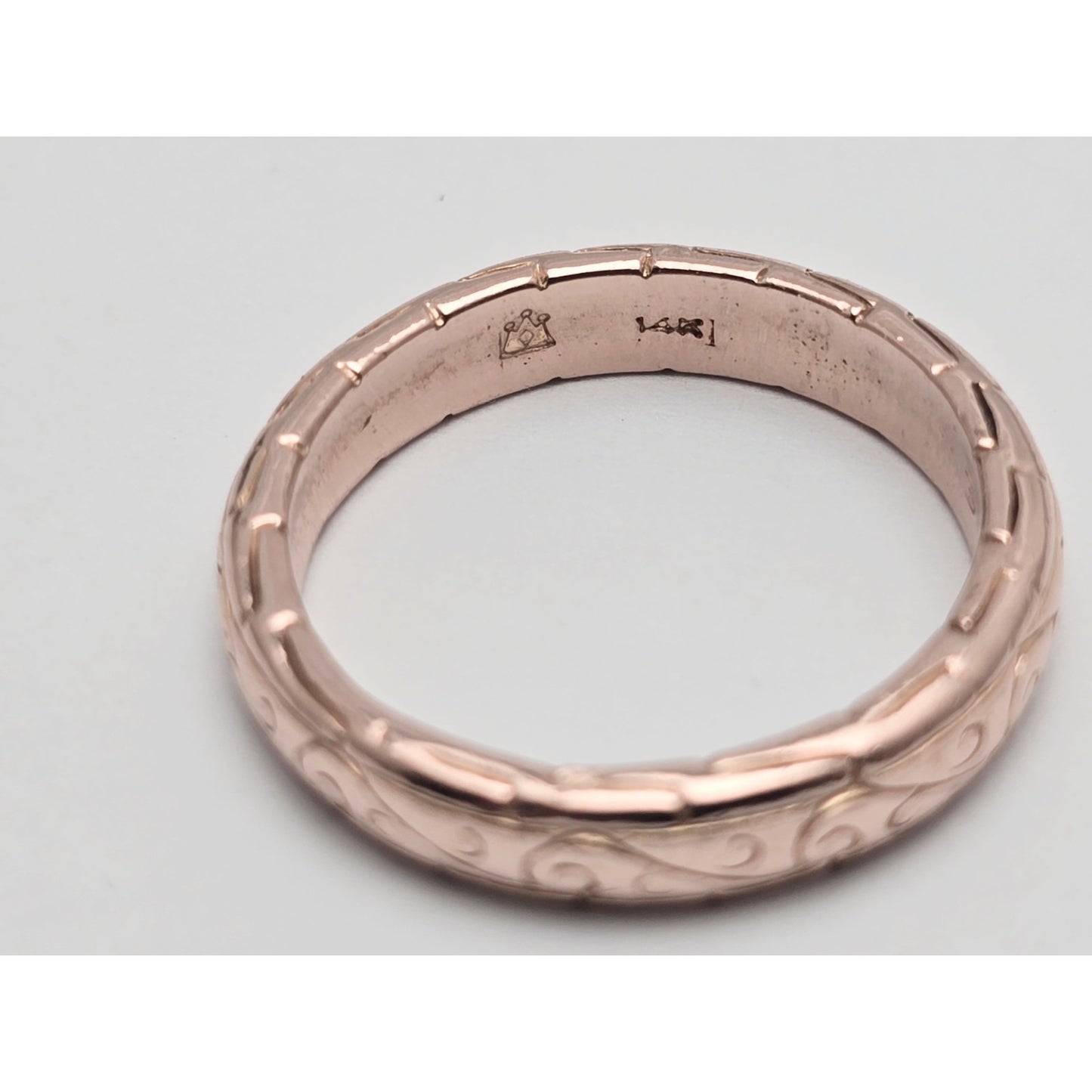14K Rose Gold Textured Wedding Ring Band
