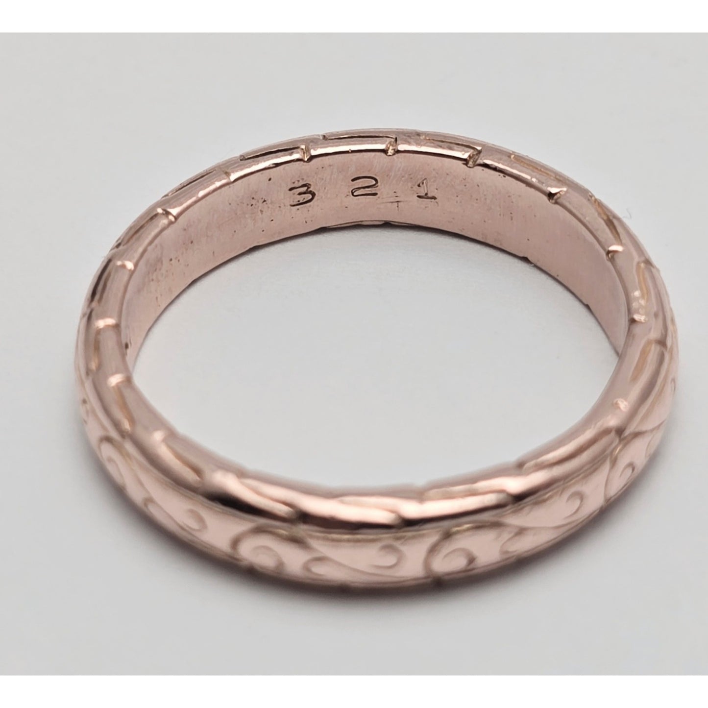 14K Rose Gold Textured Wedding Ring Band