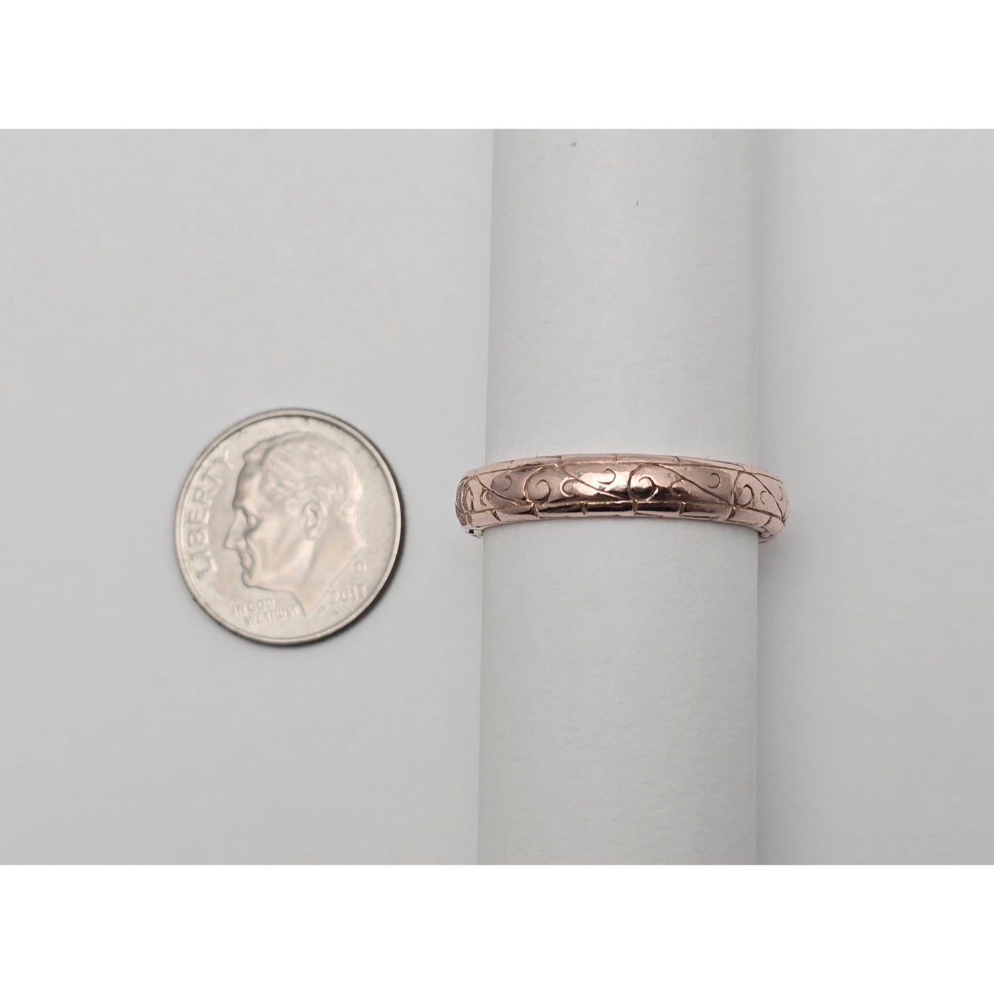 14K Rose Gold Textured Wedding Ring Band