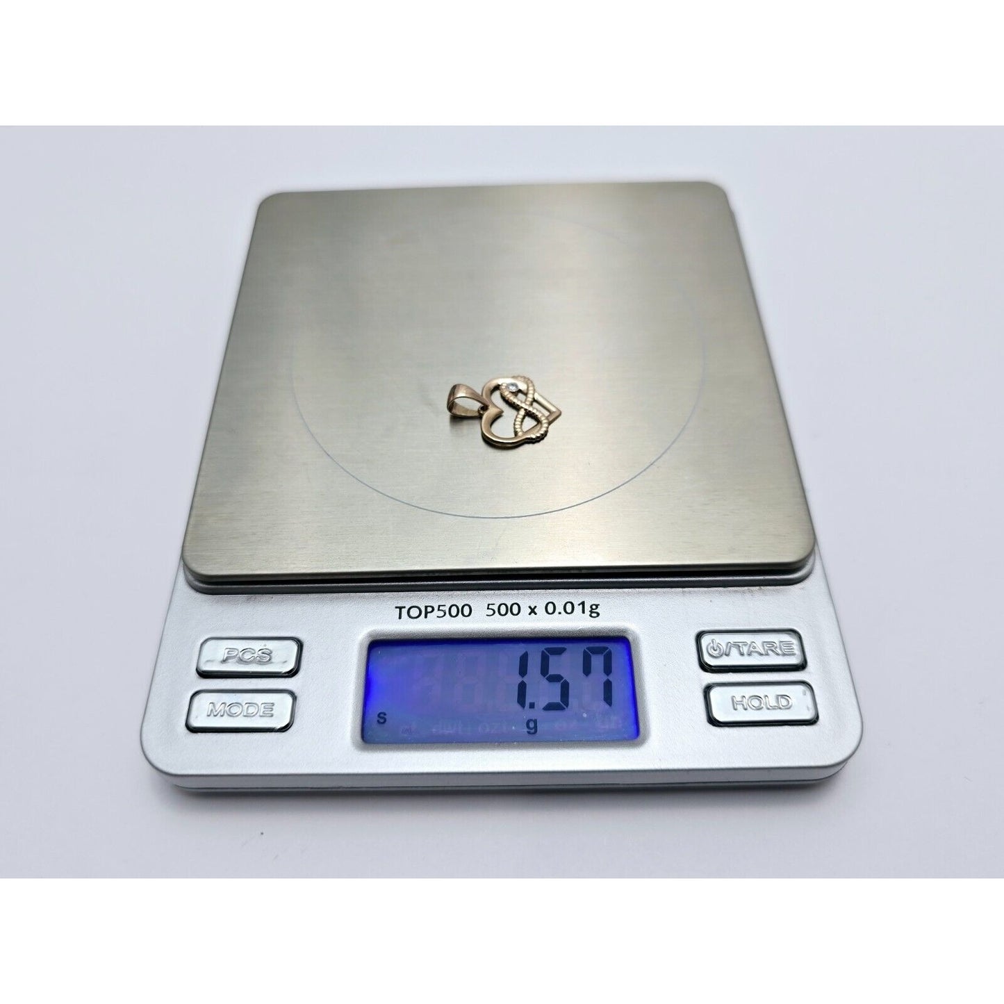 14K Rose Gold Open Heart Infinity CZ Charm Pendant