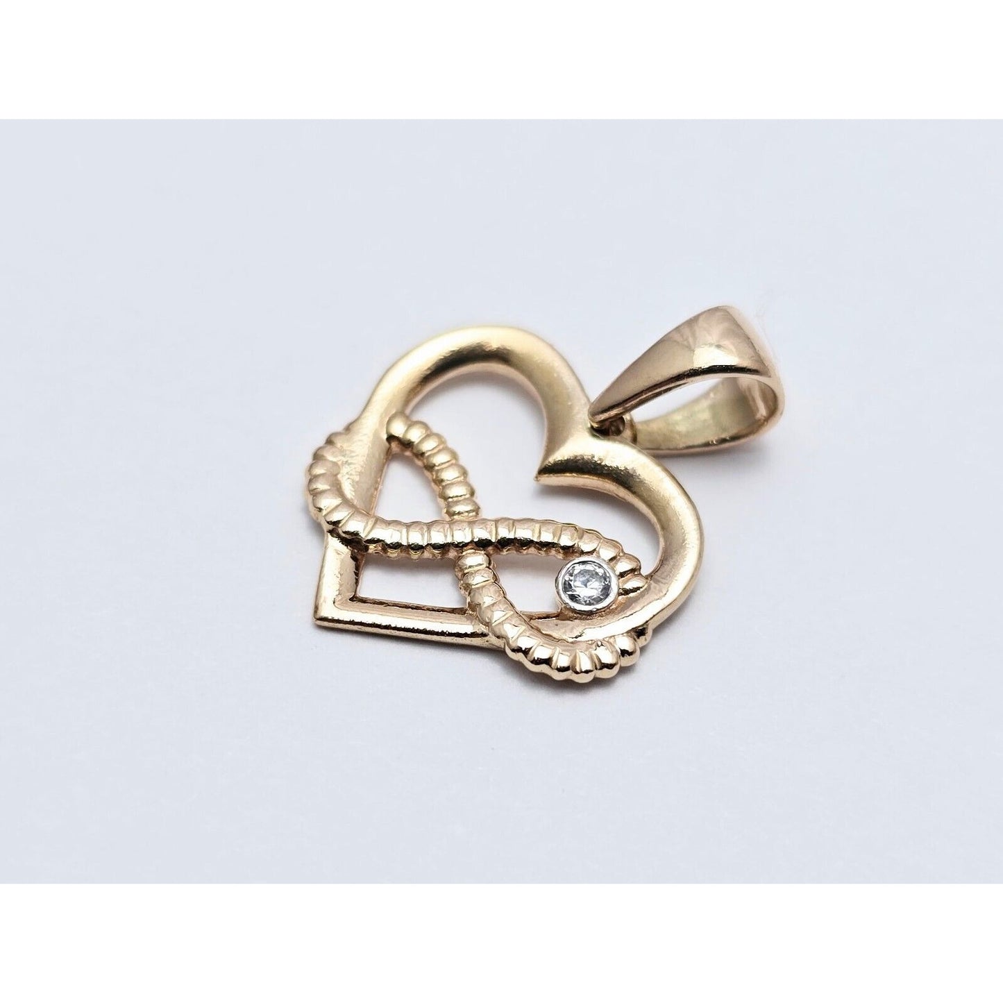 14K Rose Gold Open Heart Infinity CZ Charm Pendant