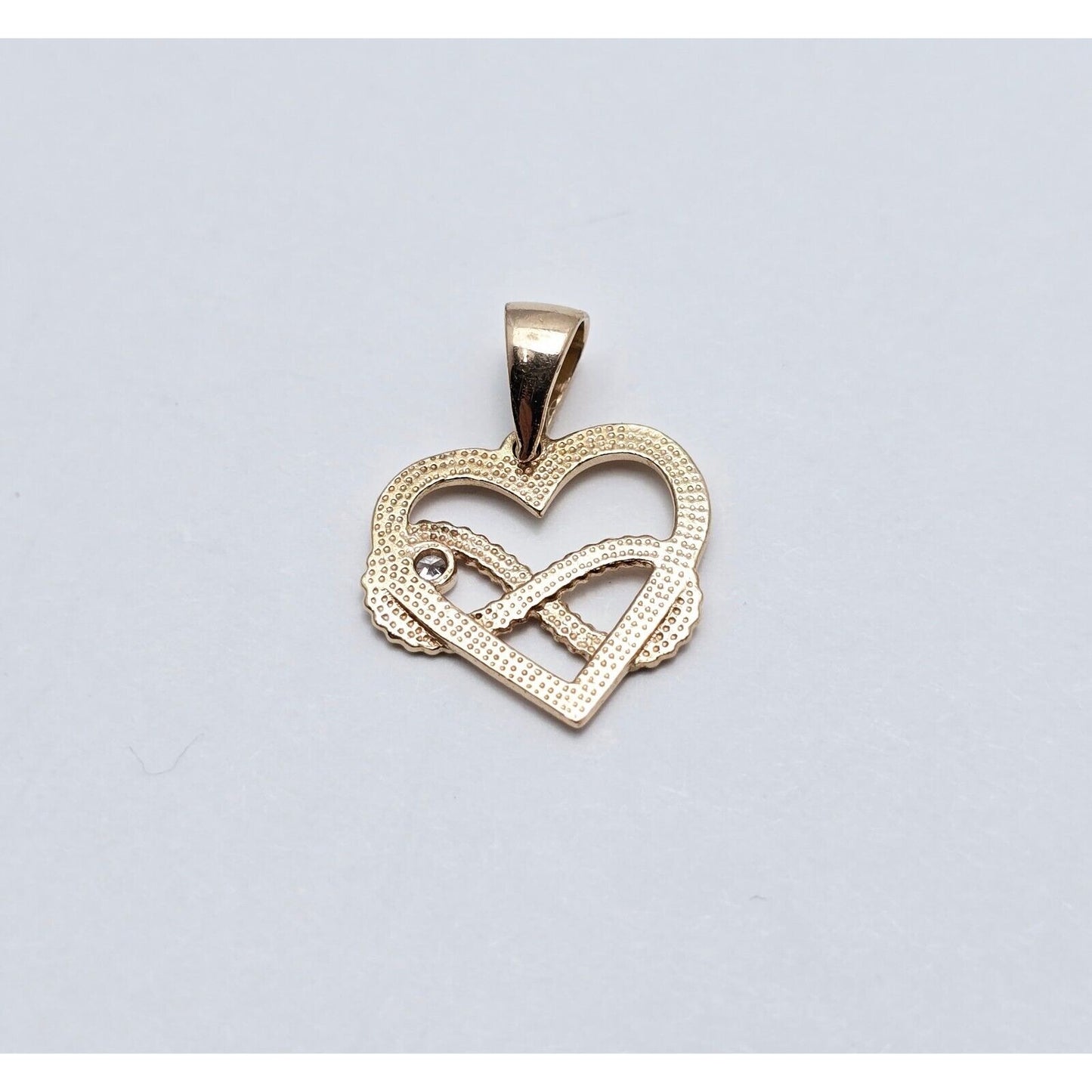 14K Rose Gold Open Heart Infinity CZ Charm Pendant