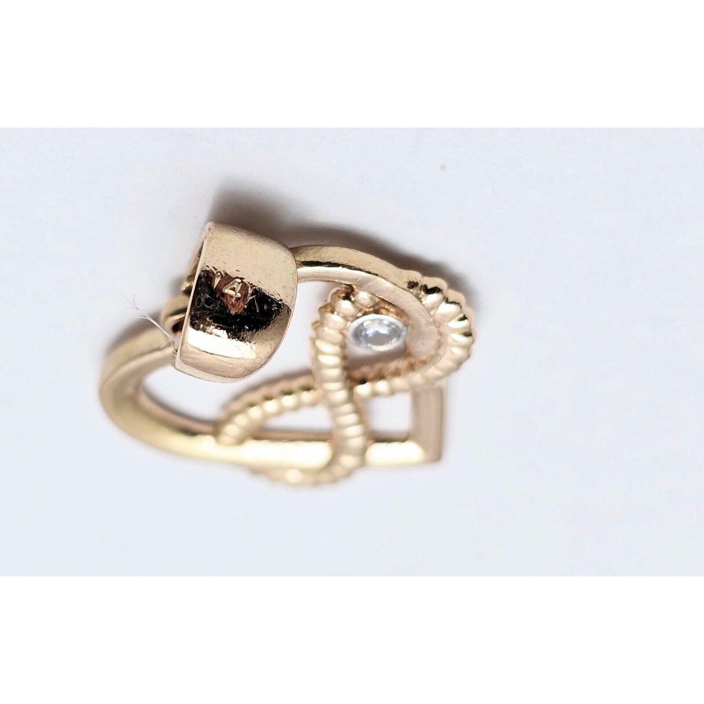 14K Rose Gold Open Heart Infinity CZ Charm Pendant