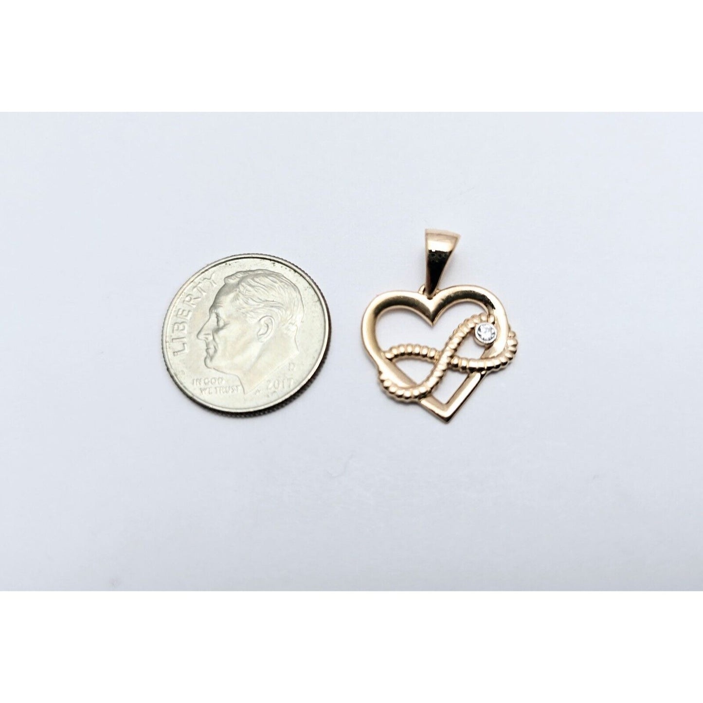 14K Rose Gold Open Heart Infinity CZ Charm Pendant