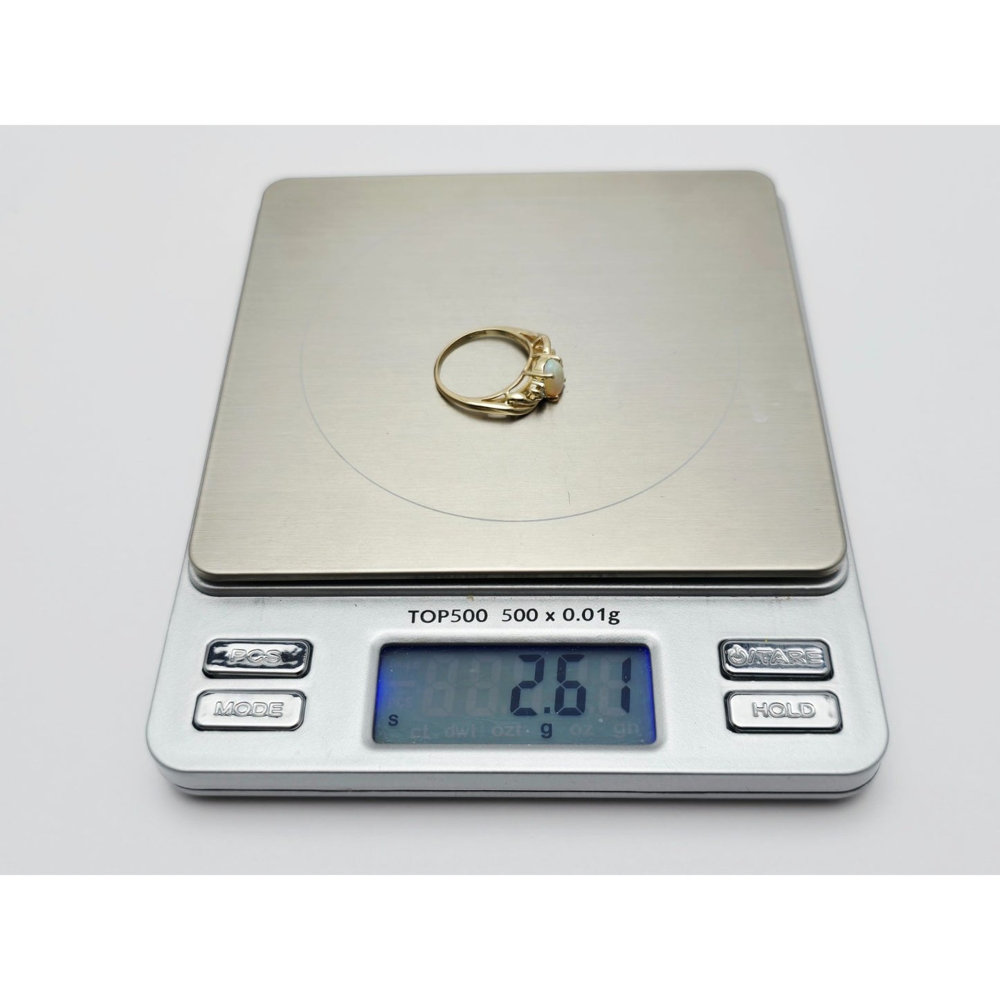 14K Yellow Gold Fire Opal & Diamond Ring