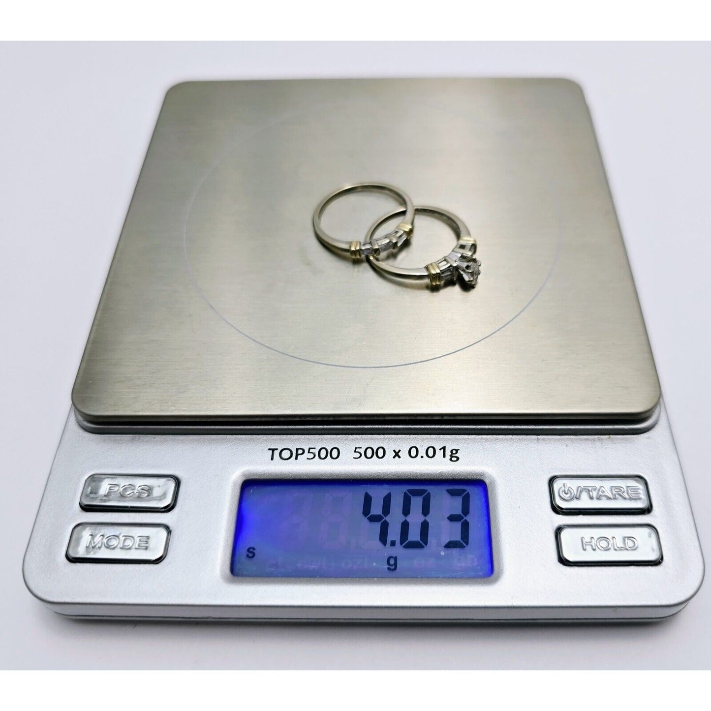 14K Two Tone Gold Ladies Wedding Solitaire Marquise Diamond Ring Set