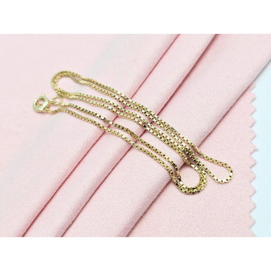14K Yellow Gold Box Link Chain Choker Necklace