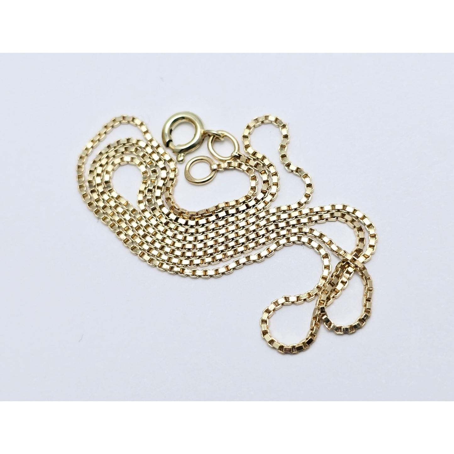 14K Yellow Gold Box Link Chain Choker Necklace