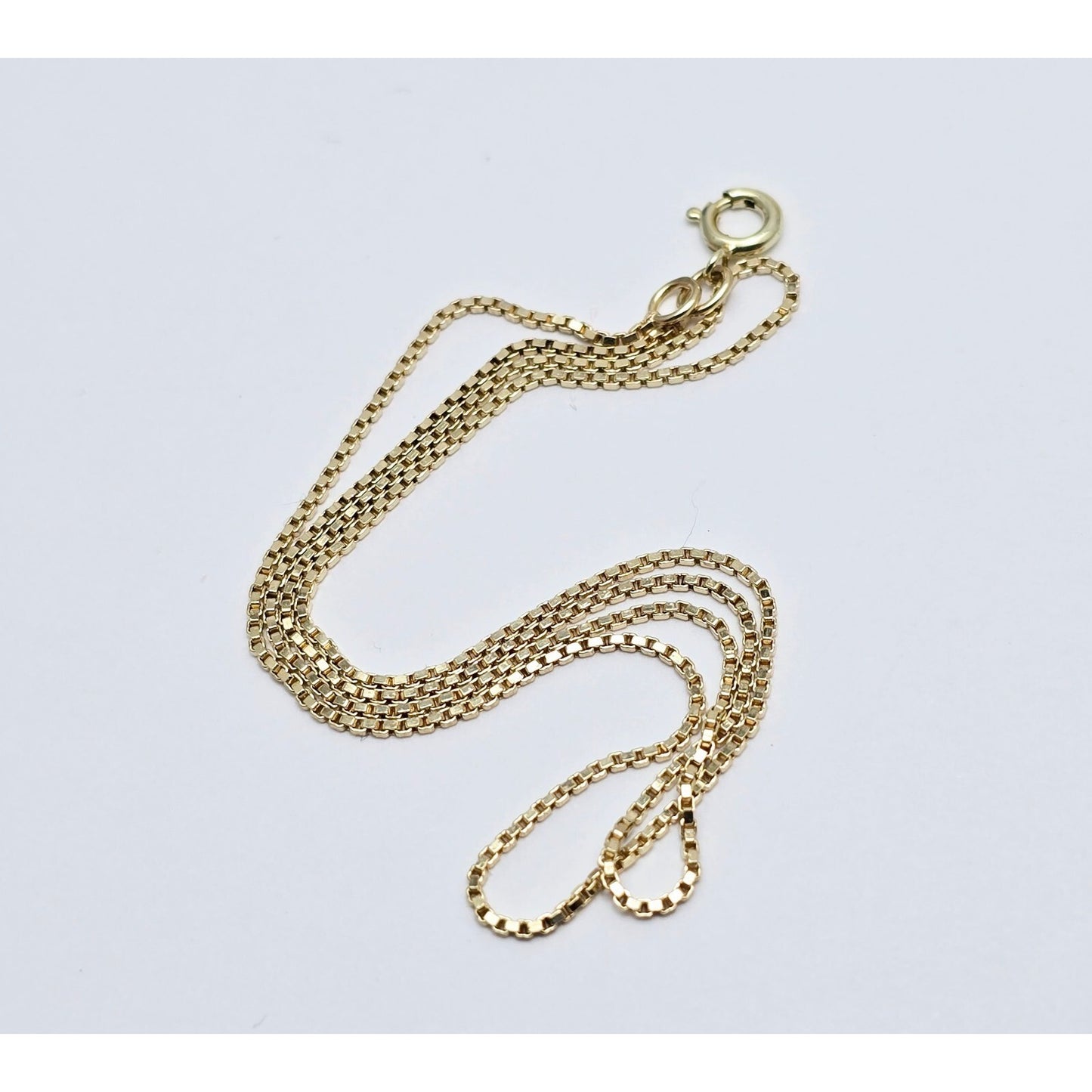 14K Yellow Gold Box Link Chain Choker Necklace