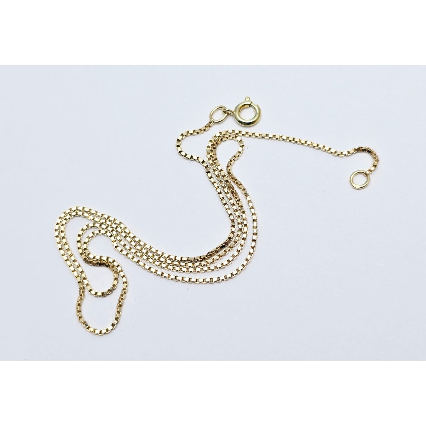 14K Yellow Gold Box Link Chain Choker Necklace