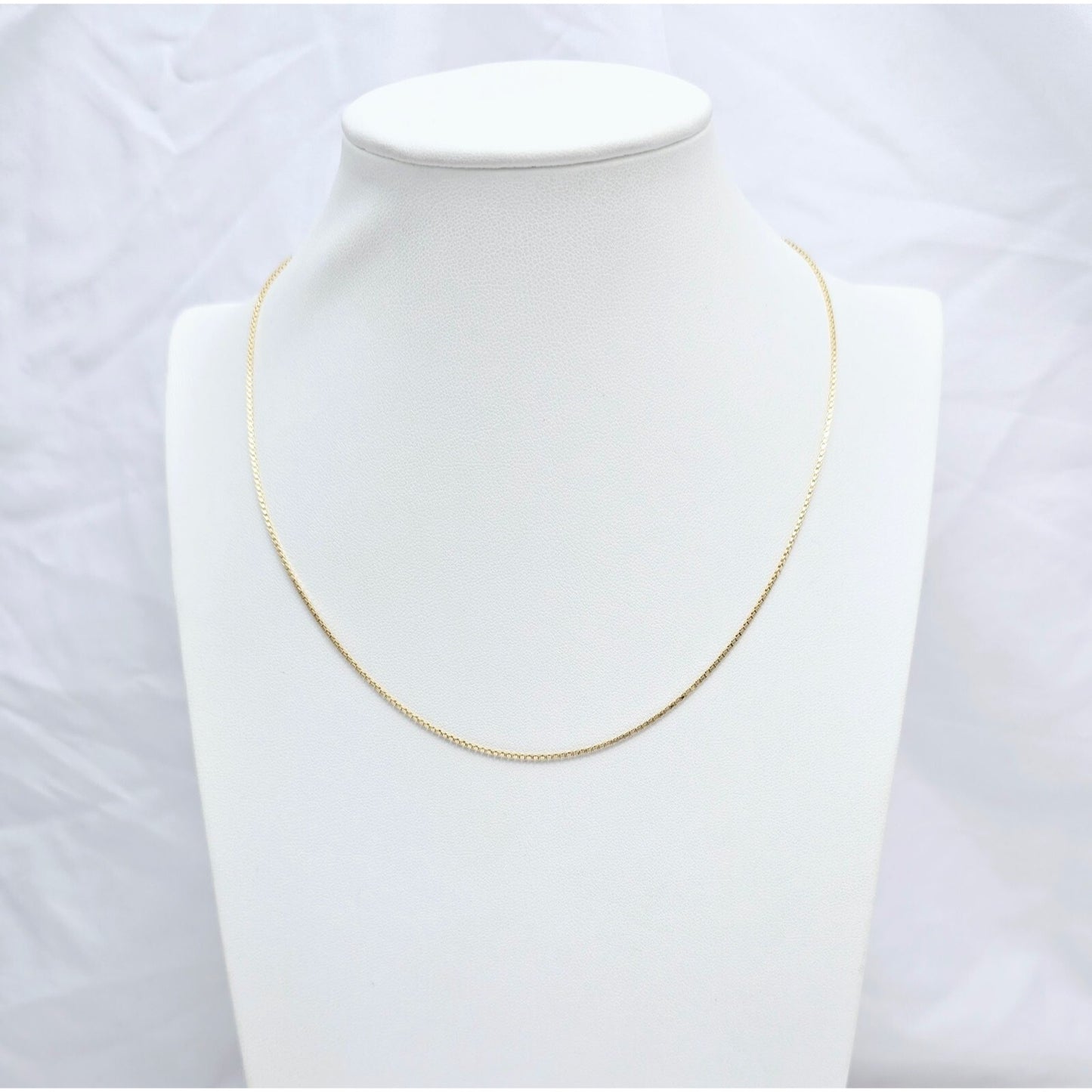 14K Yellow Gold Box Link Chain Choker Necklace