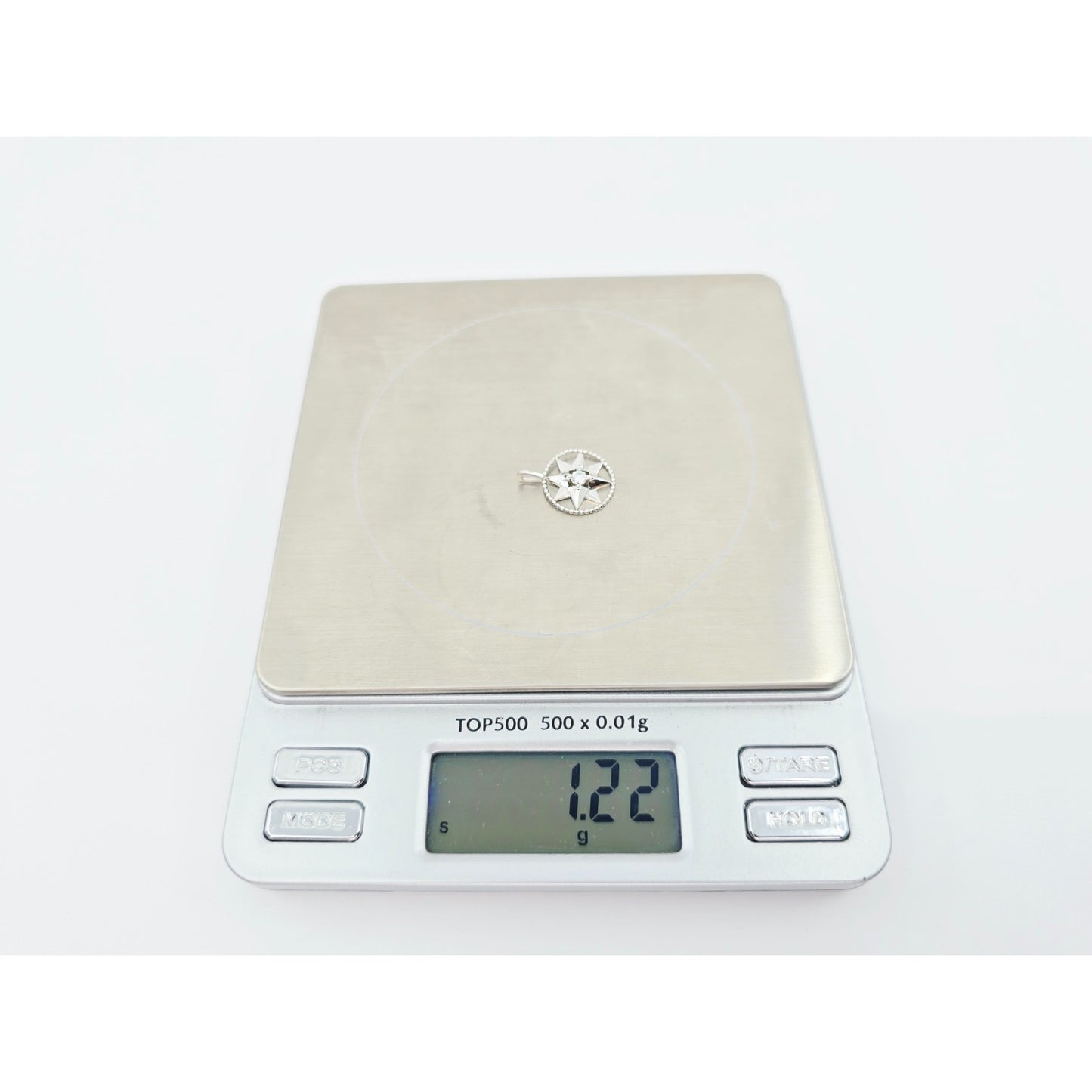 14K White Gold Star Shaped Diamond Charm Pendant