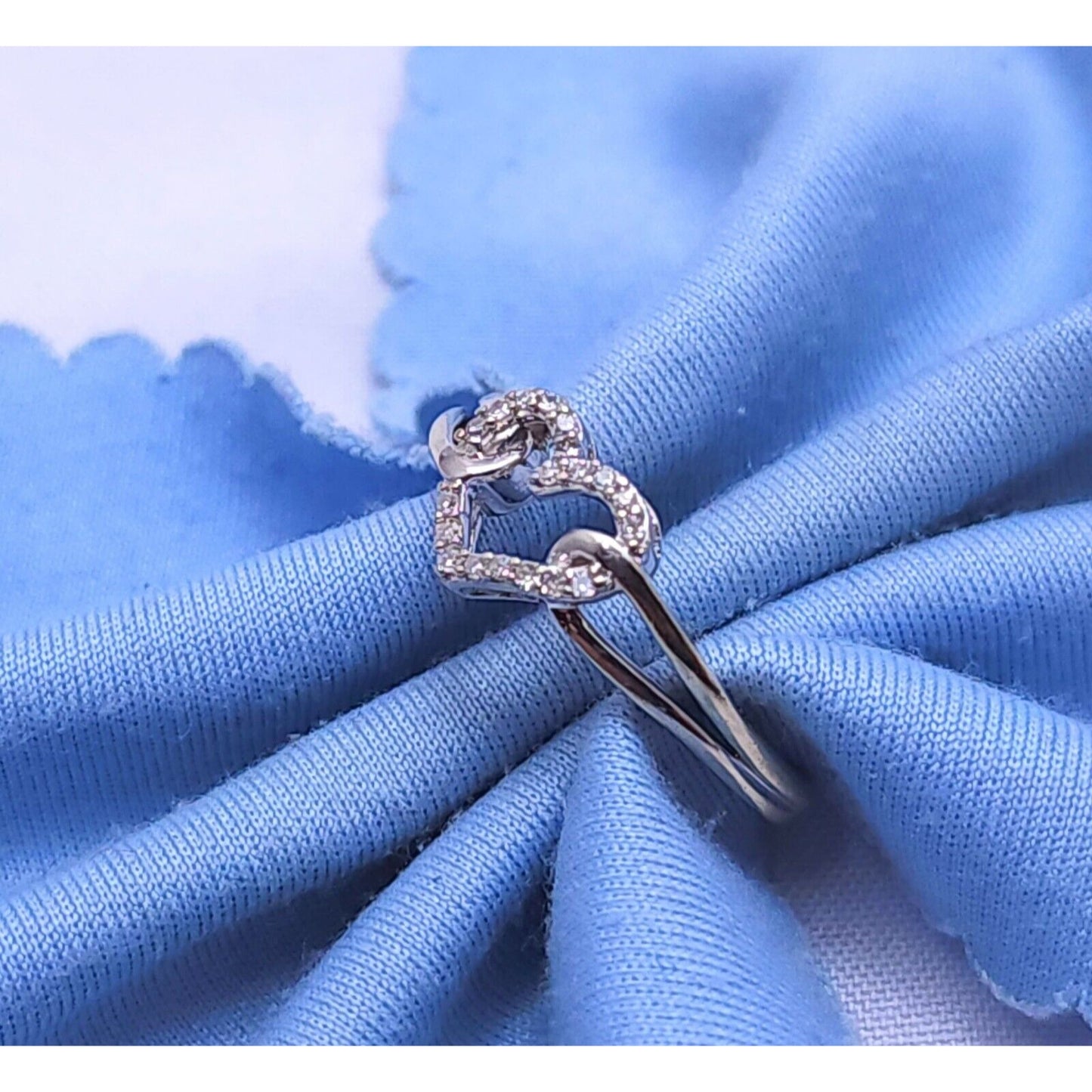 10K White Gold Diamond Open Heart Ring