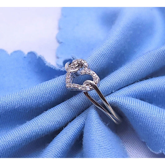 10K White Gold Diamond Open Heart Ring