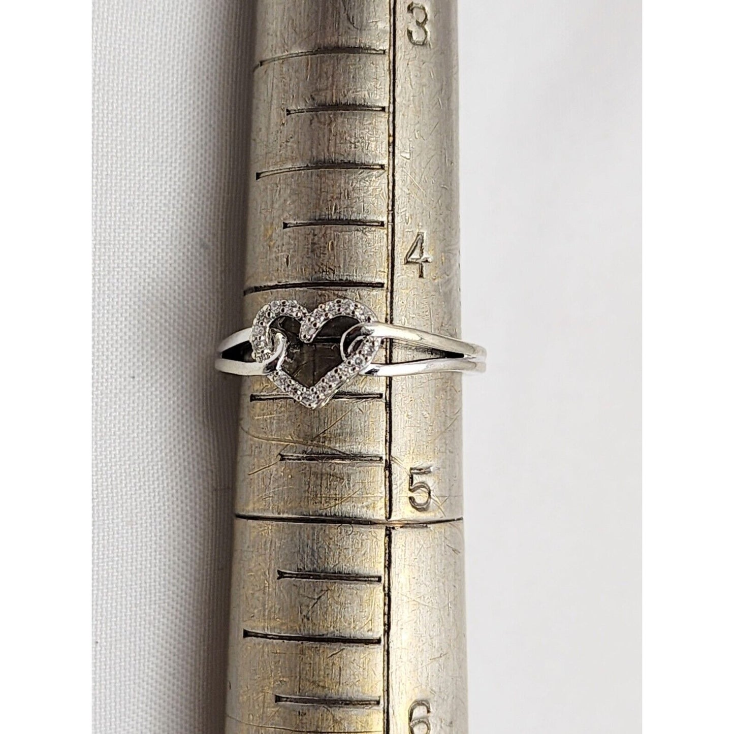 10K White Gold Diamond Open Heart Ring