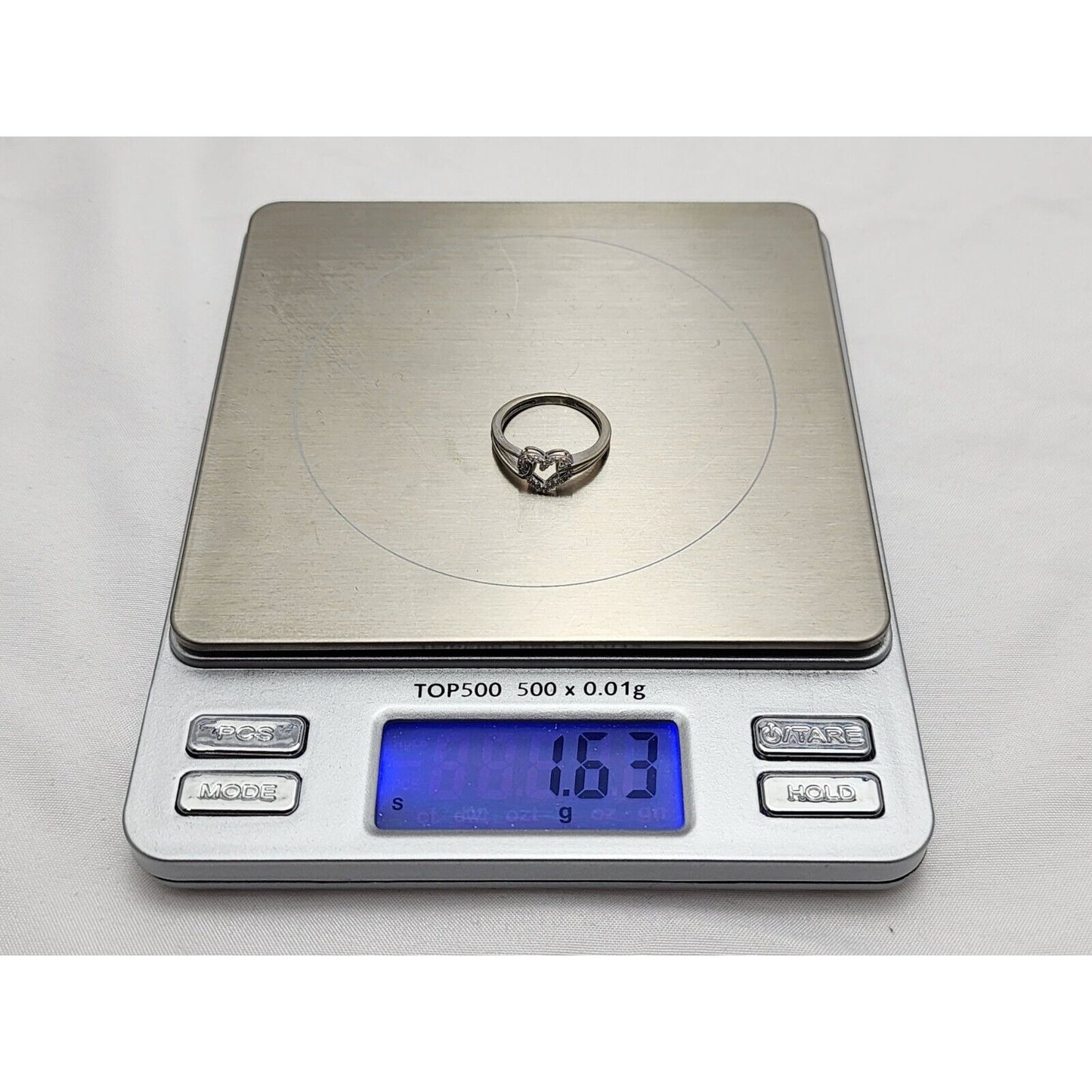 10K White Gold Diamond Open Heart Ring